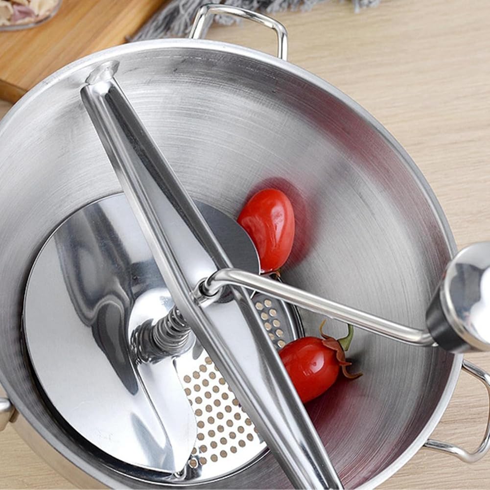 Stainless Steel Vegetable & Fruit Grinder Tool - Food Mill for Mashing Pumpkin, Potatoes, Tomatoes | Perfect for Purees, Baby Food & Cooking Prep