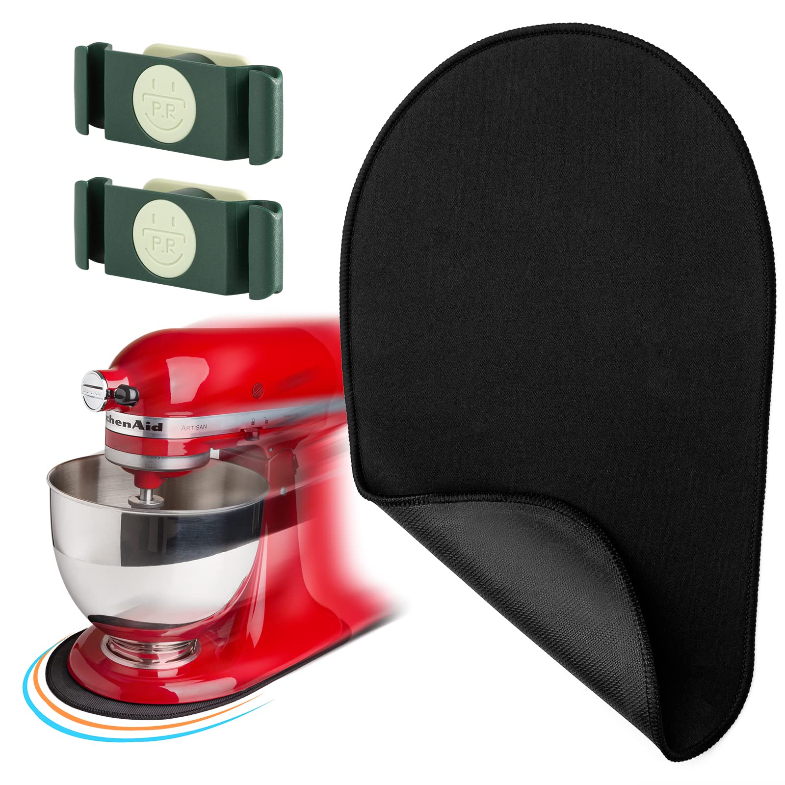 **Non-Slip Mixer Sliding Mat for KitchenAid Stand Mixers - Heavy Duty Counter Protector with 2 Cord Organizers - Perfect for Baking, Cooking & Small Appliance Storage**