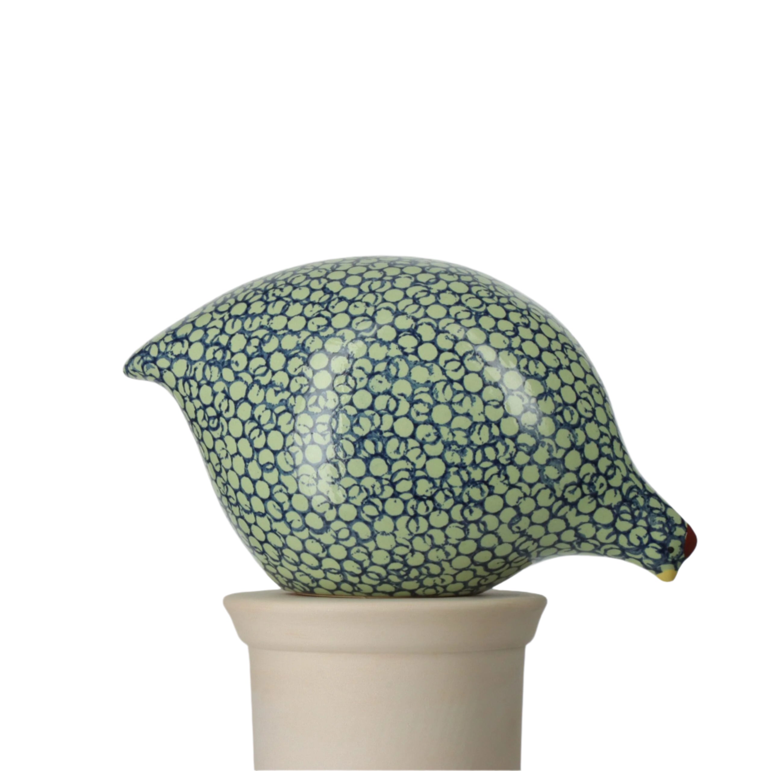 Green Speckled Cobalt Ceramic Quail Figurine - Handmade Decorative Bird Statue for Home Decor, Garden Ornament, and Collectible Gift