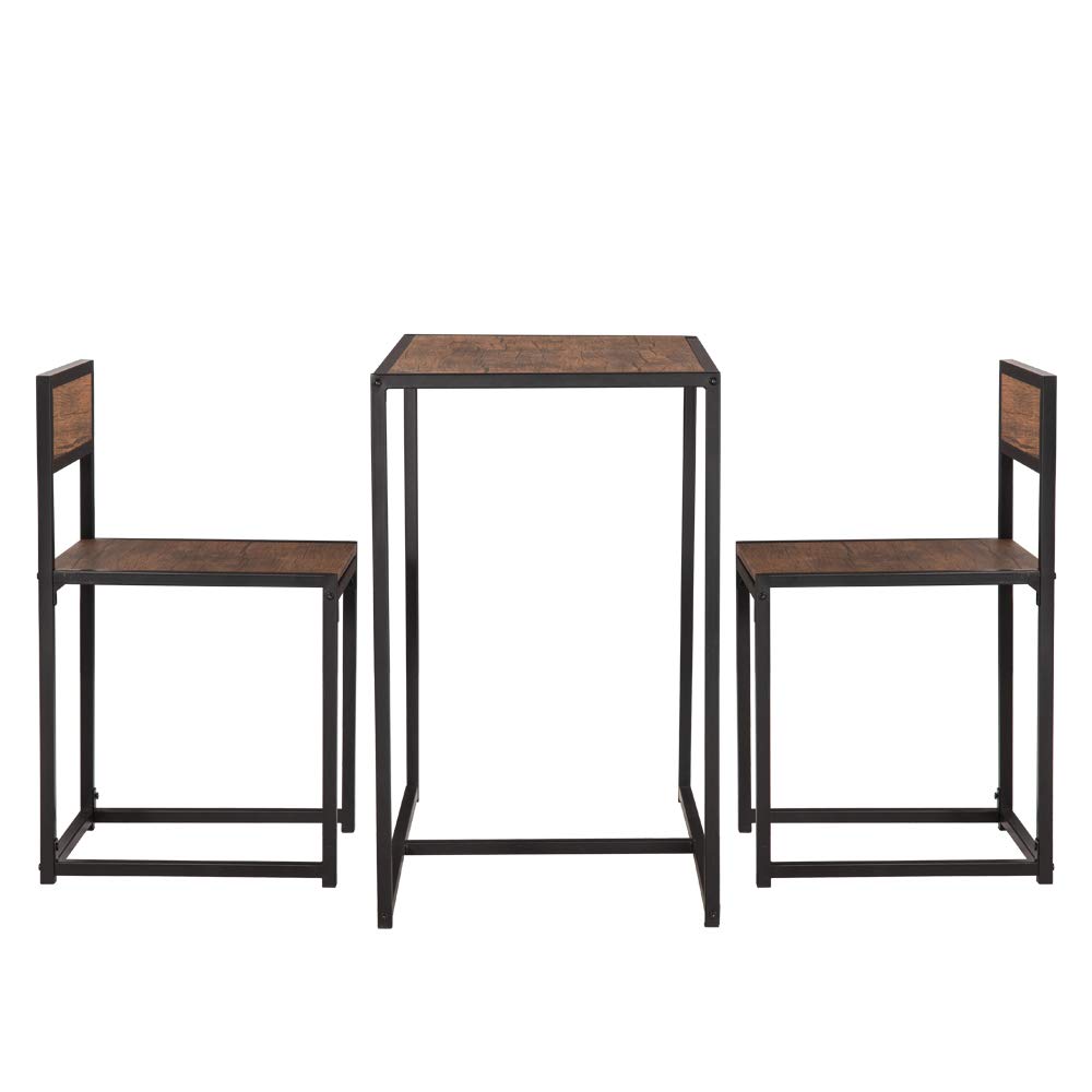 HOMEN 3-Piece Compact Dining Bar Table Set with Chairs - Light Walnut Kitchen & Living Room Furniture for Small Spaces | Perfect for Breakfast Nooks, Studio Apartments & Cozy Dining Areas