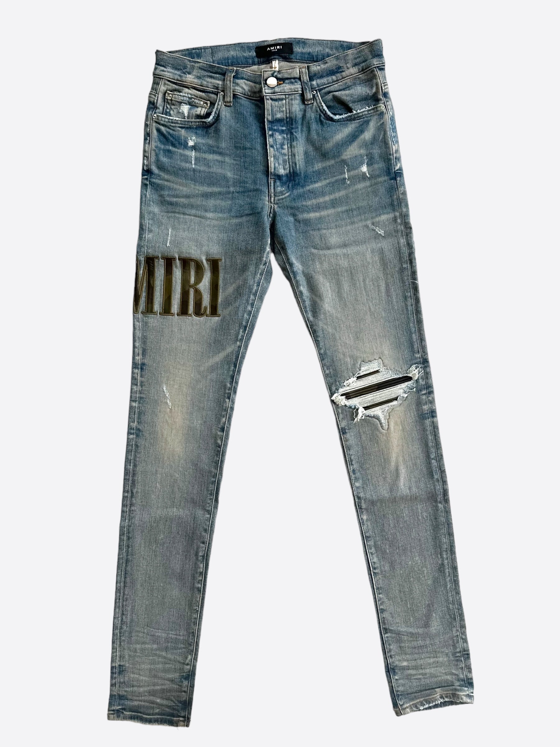 Amiri Clay Indigo Camouflage Core Applique Logo Jeans for Men - Premium Designer Denim Pants for Casual Wear & Street Style Fashion