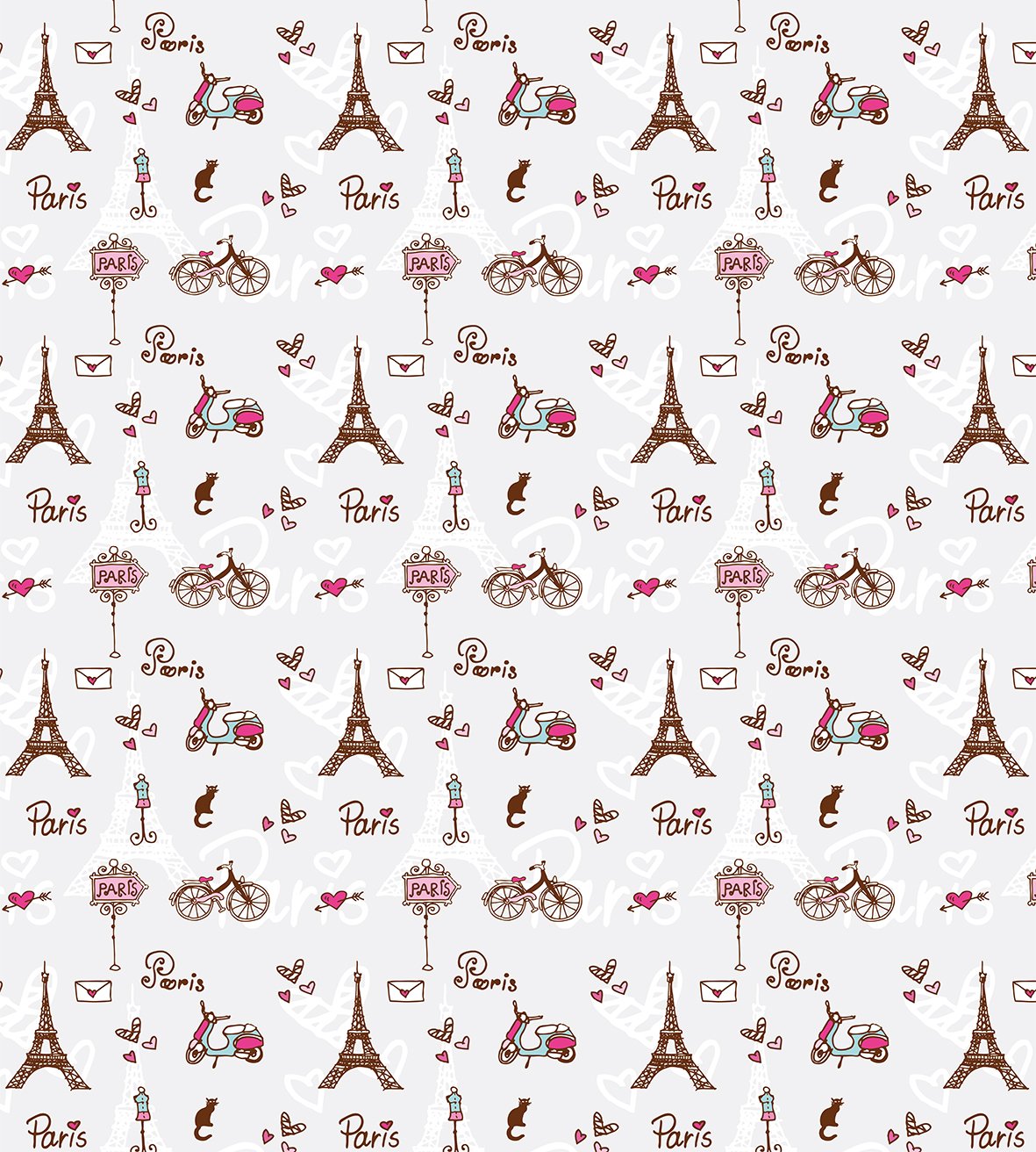 Ambesonne Paris Duvet Cover Set - Romantic Eiffel Tower & Heart Print 3-Piece Bedding Set with 2 Pillow Shams, King Size, Redwood Pearl Pink | Perfect for Paris-Themed Bedrooms, Girls' Rooms & Romantic Home Decor