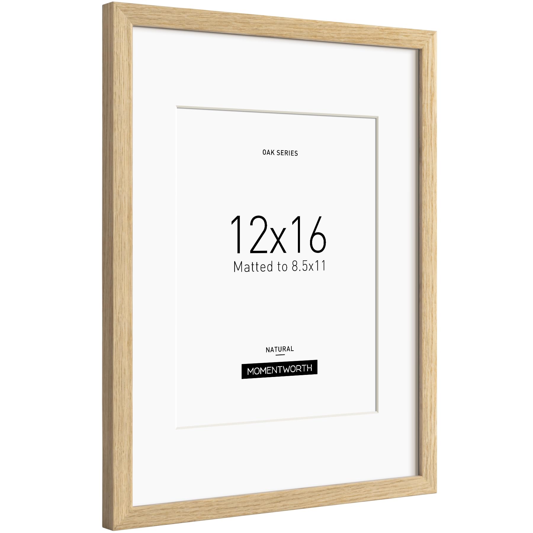 12x16 Solid Oak Wood Picture Frame with Mat for 8.5x11 Photos - Wall Mount Home & Office Decor for Living Room, Bedroom, Gallery - Premium Wooden Display Frame for Artwork, Certificates & Family Photos