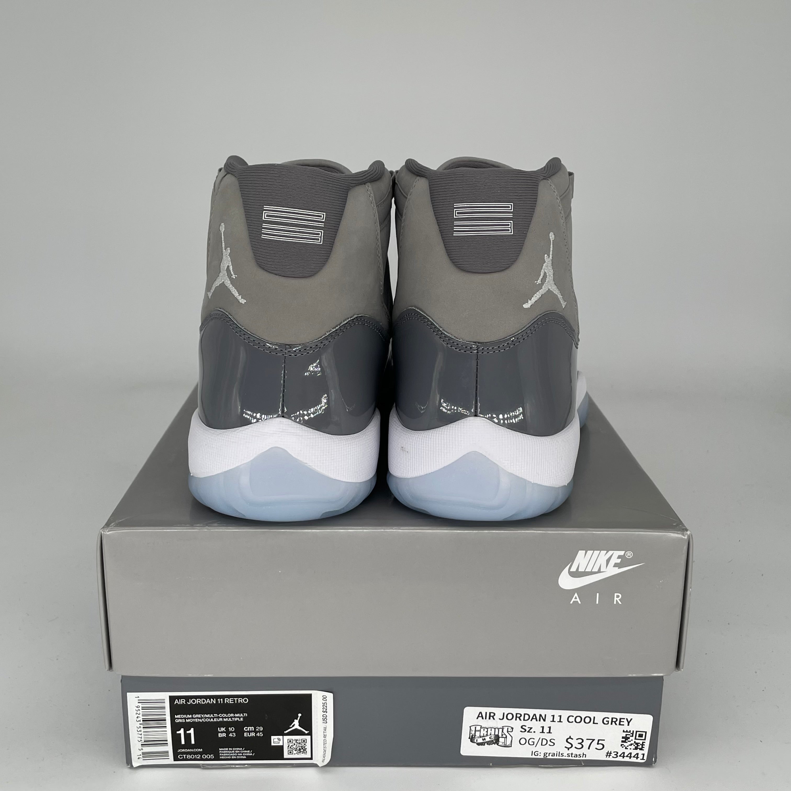 AIR JORDAN 11 COOL GREY Men's Basketball Shoes Size 11 - Retro Style Sneakers CT8012-005 for Casual Wear, Sports & Street Fashion