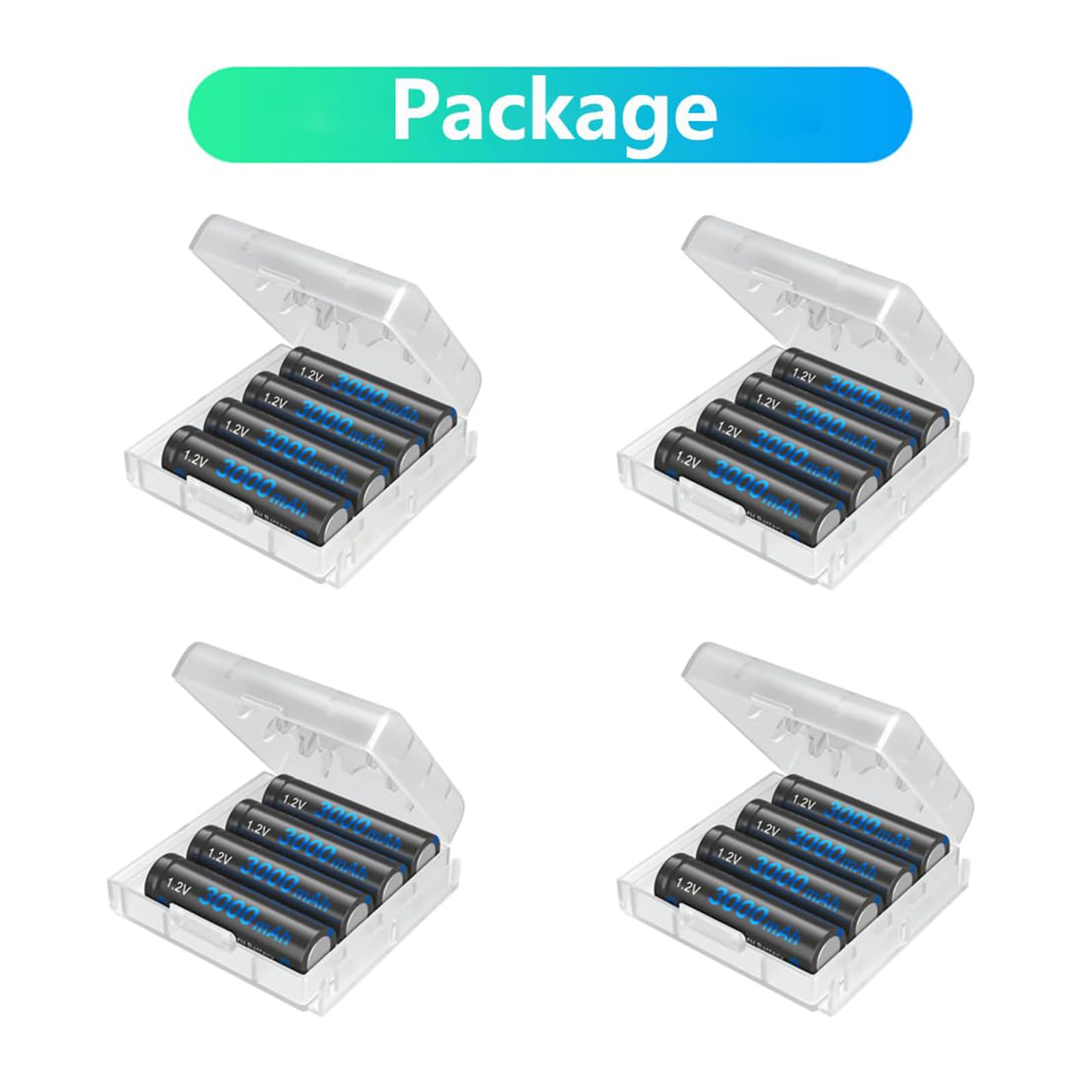 CITYORK 16 Pack AA 3000mAh Rechargeable Batteries 1.2V Ni-MH High Capacity Long-Lasting Batteries for Household & Office Use - Perfect for Remote Controls, Toys, Solar Lights, Electric Toothbrushes, Flashlights, and Wireless Devices