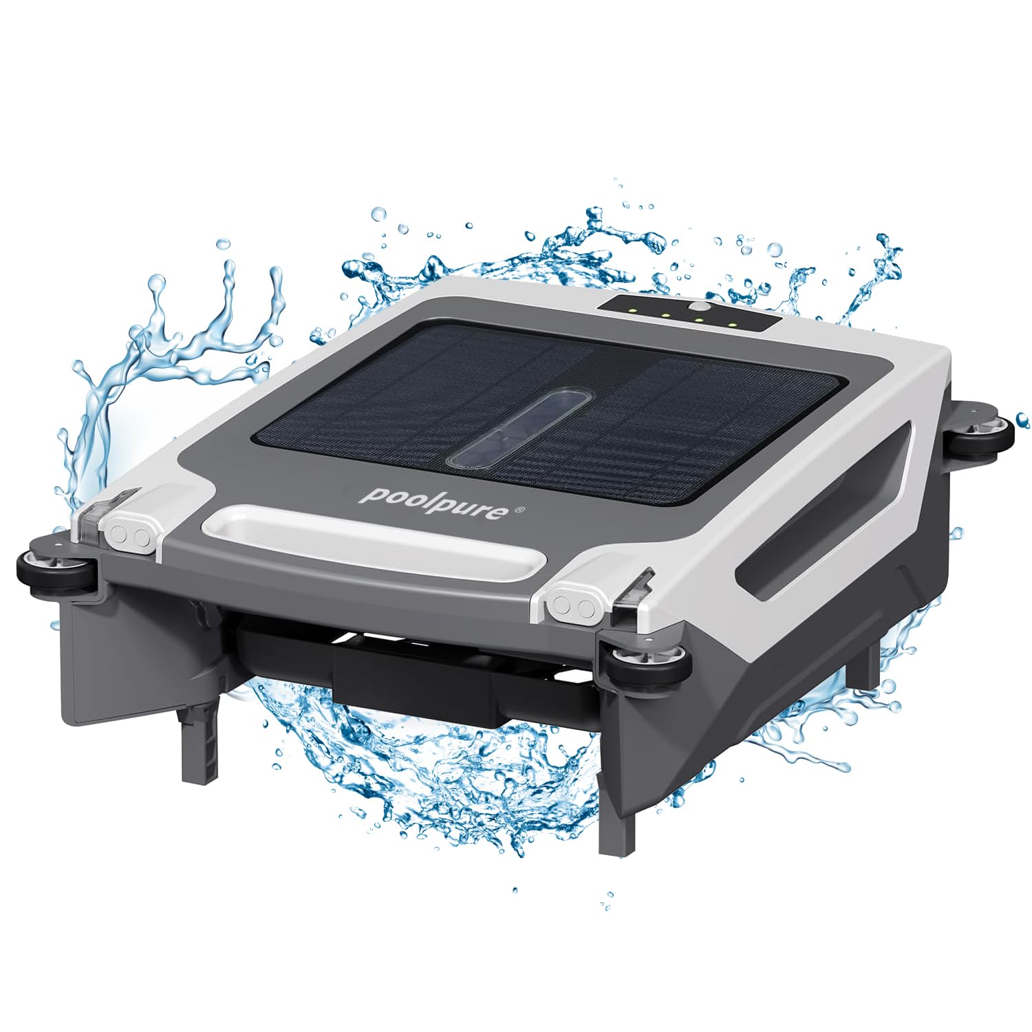 POOLPURE Solar Powered Automatic Pool Skimmer Robot - Twin Motor Surface Cleaner for Inground & Above Ground Pools | Efficient Debris Removal for Leaves, Bugs & Pollen | Ideal for Backyard, Vacation Homes & Commercial Pools
