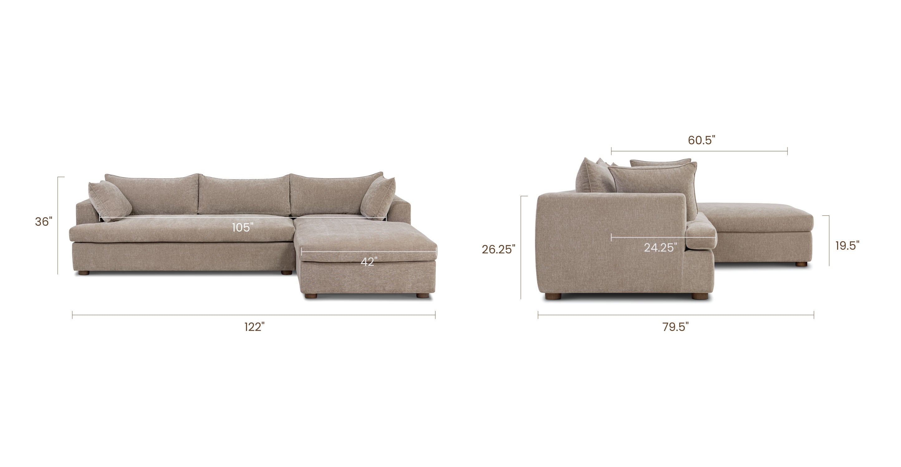Milo Left Facing Sectional Sofa with Storage | Modern L-Shaped Couch for Living Room | Perfect for Small Spaces & Family Gatherings