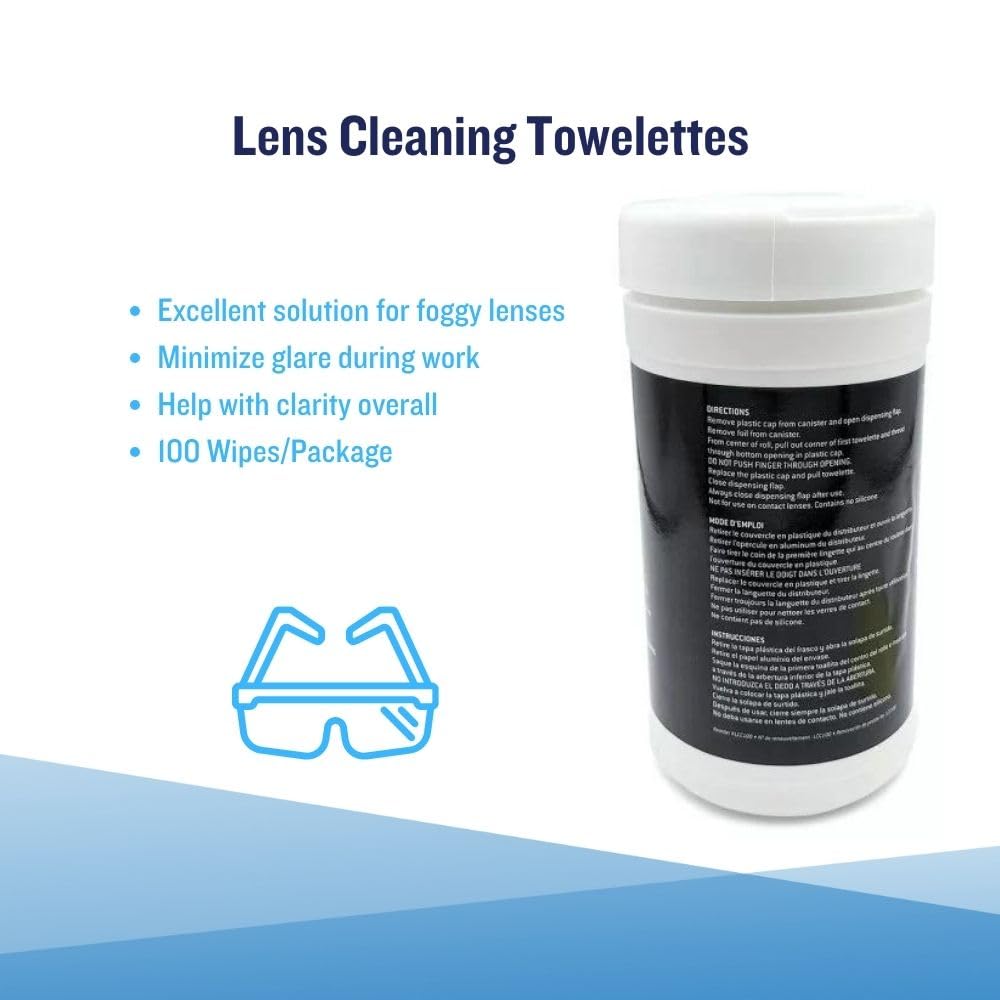 MS-93175 Lens Cleaning Wipes - 100 Pre-Moistened Towelettes in Pop-Up Canister for Eyeglasses, Camera Lenses & Screens | Portable Optical Cleaning Solution for Home, Office & Travel
