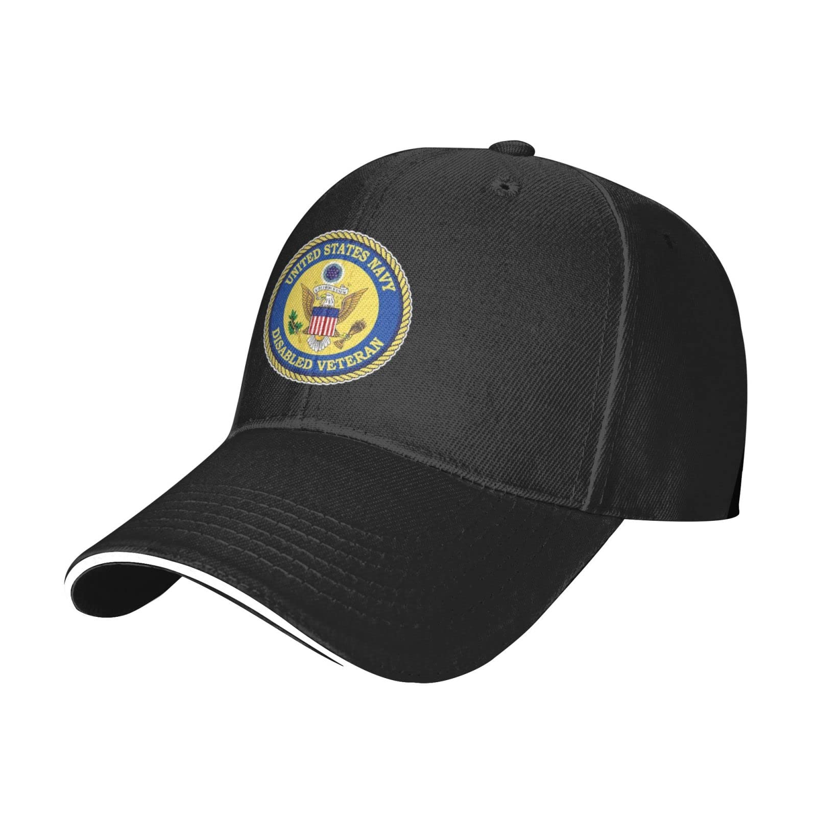 US Navy Disabled Veteran Baseball Cap - Adjustable Duck Bill Hat for Men & Women - Black Military Style Hat for Outdoor Activities, Sports & Patriotic Events
