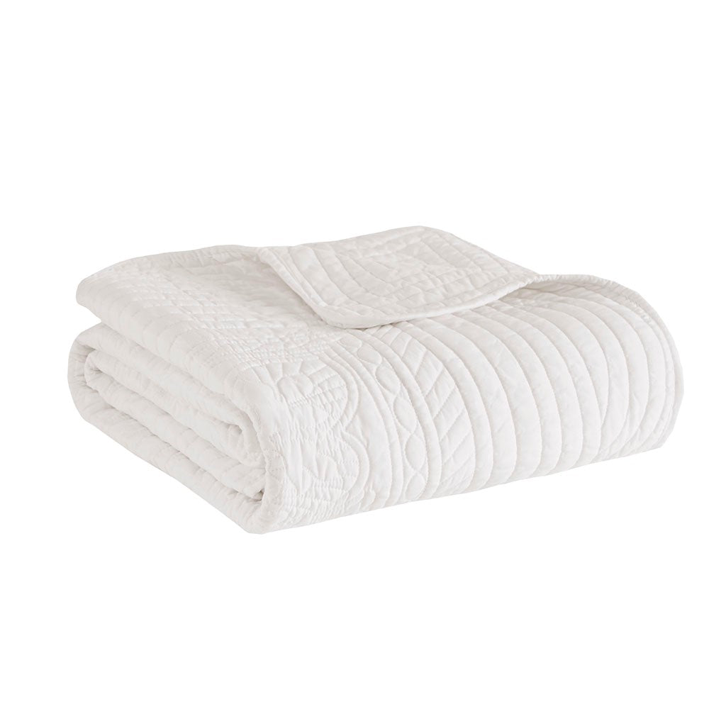 Tuscany Oversized Quilted Throw Blanket with Scalloped Edges - Soft Cozy Bedspread for Couch, Sofa & Bed - Perfect for Living Room, Bedroom Decor & Winter Warmth