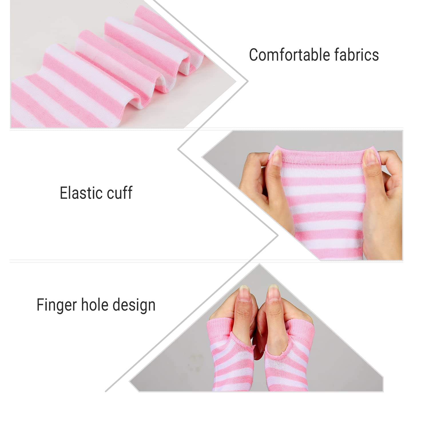 Benefeet Women's Striped Thigh High Socks & Fingerless Gloves Set - Over Knee High Leg Warmers for Costume, Dance, Yoga & Winter Fashion