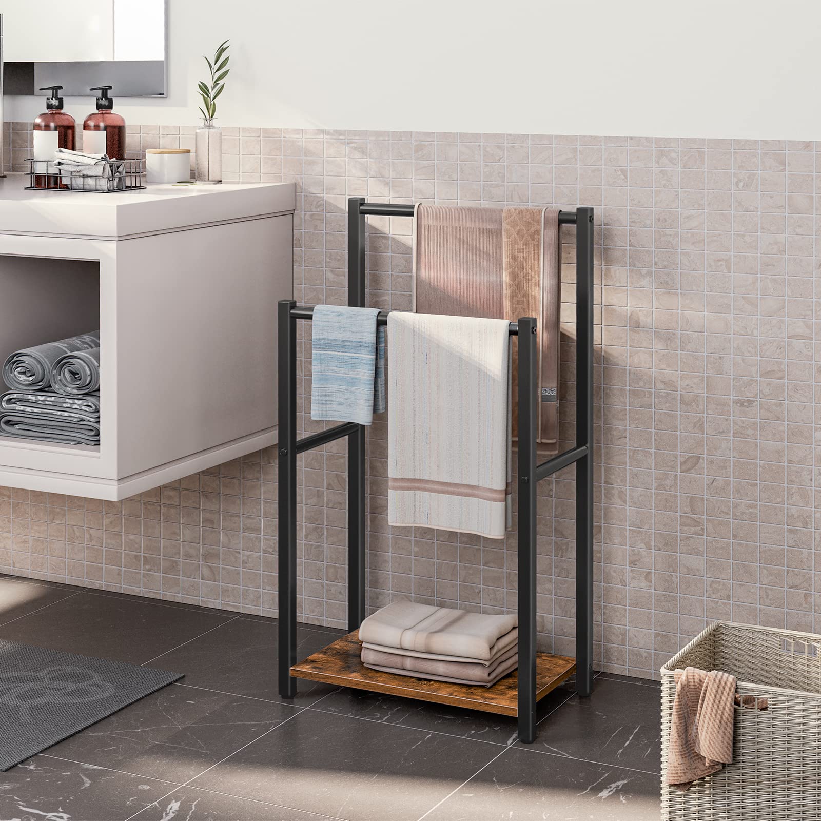 HOOBRO 2-Tier Freestanding Towel Rack for Bathroom - 16.5