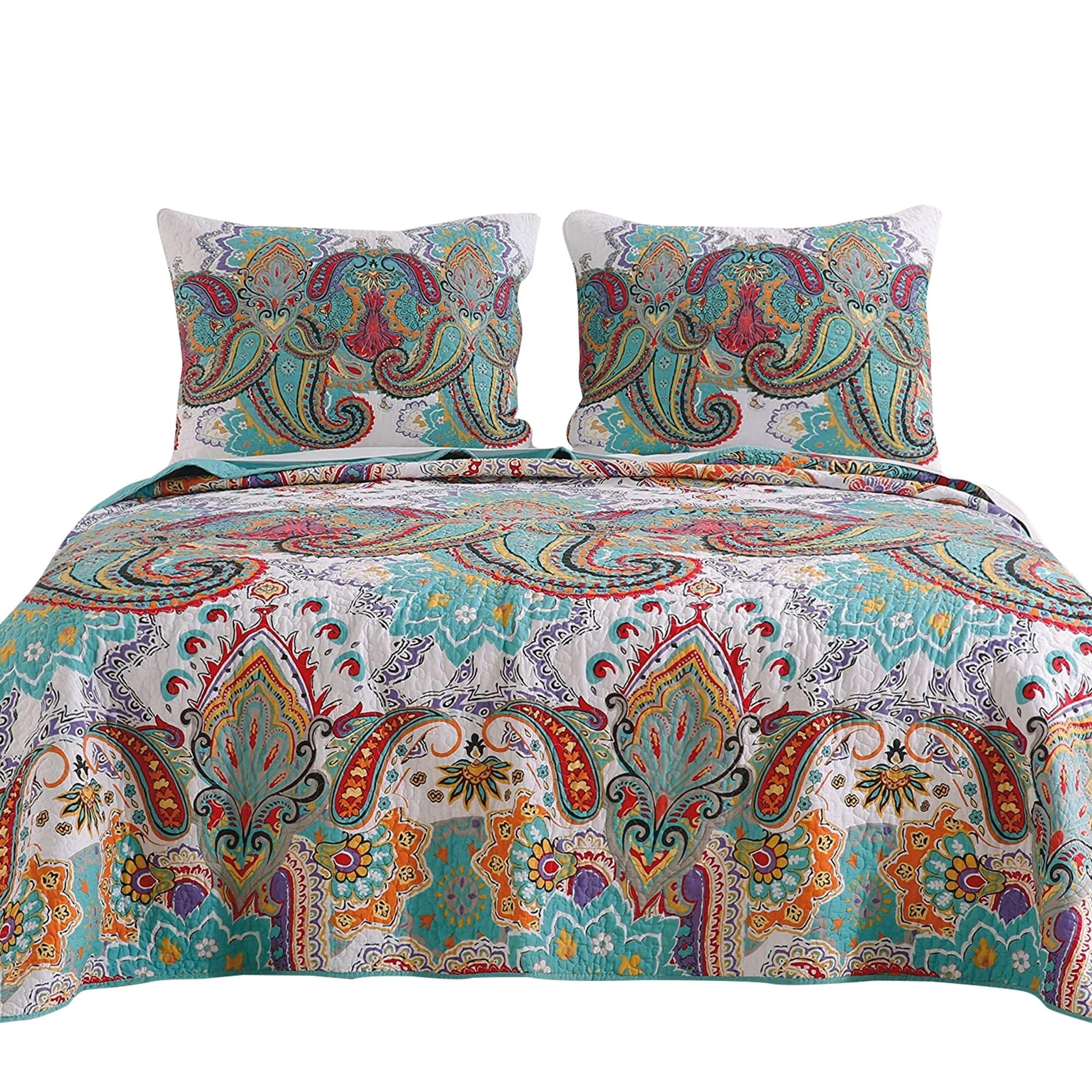 Benjara 3-Piece Queen Size Cotton Quilt Set - Paisley Print Blue Bedding for Comfort & Style | Perfect for Master Bedroom, Guest Room & Cozy Home Decor