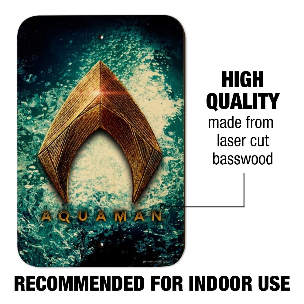 Justice League Movie Aquaman Logo Metal Sign - DC Comics Superhero Wall Decor for Home, Office, or Man Cave - Perfect for Superhero Fans & Collectors