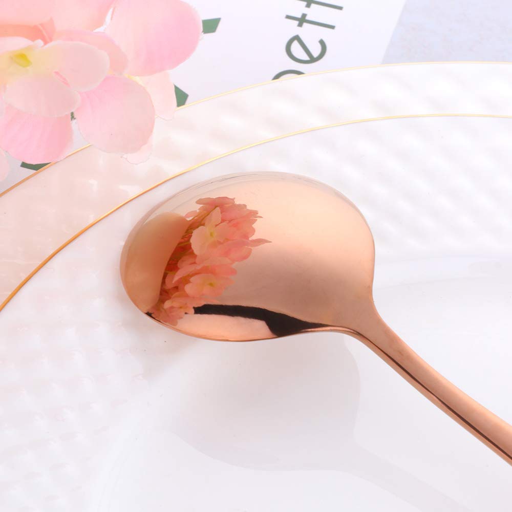 Premium 7-Inch Stainless Steel Bouillon Soup Spoons Set - Elegant Round Dinner Spoons for Fine Dining, Restaurants & Home Entertaining - Dishwasher Safe & Durable Tableware