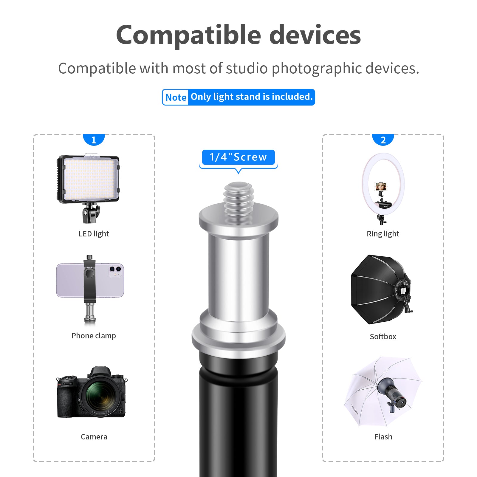 NEEWER ST 200 200cm Light Stand for Photography - Adjustable Aluminum Tripod for Studio, Portrait, and Video Shooting - Perfect for YouTube, TikTok, and Live Streaming