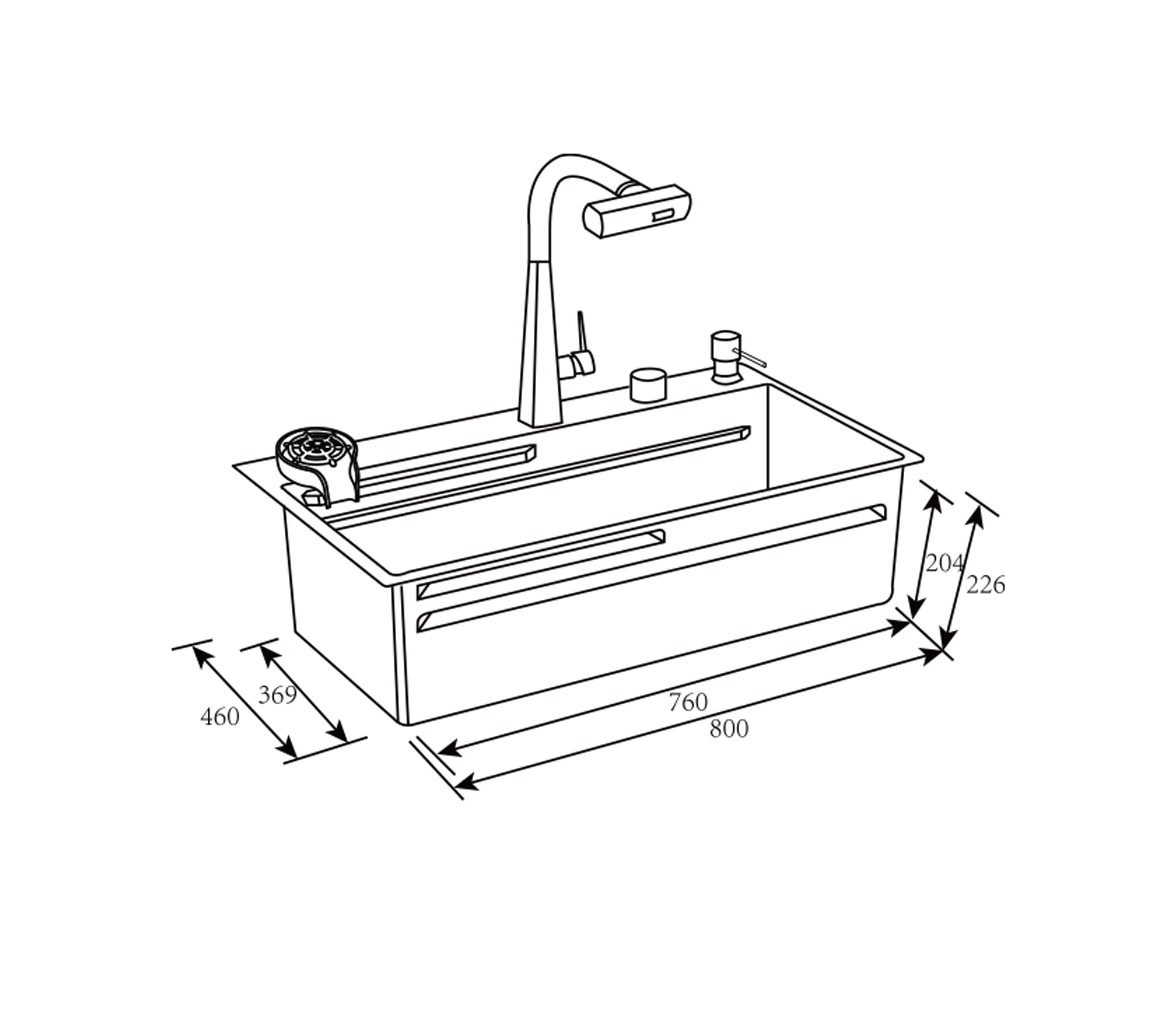 Fregadero Flusso Lite 80 Stainless Steel Single Bowl Kitchen Sink with Accessories - Perfect for Modern Home Renovation & Small Space Kitchens