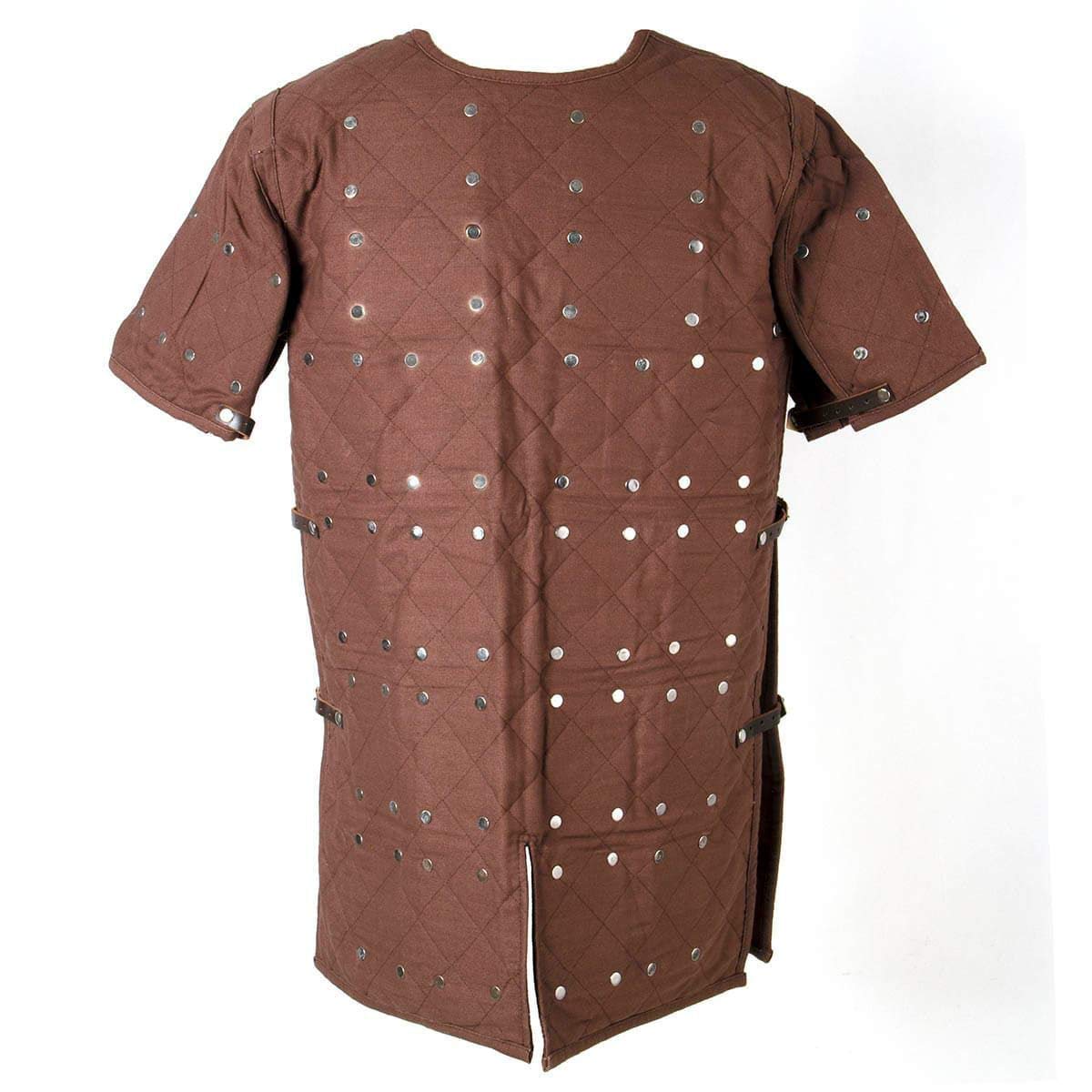 Medieval Brown Cotton Brigandine with 16 Gauge Steel Plates - Adjustable Leather Straps & Brass Buckles | LARP, Cosplay, Renaissance Faire & Historical Reenactment Armor