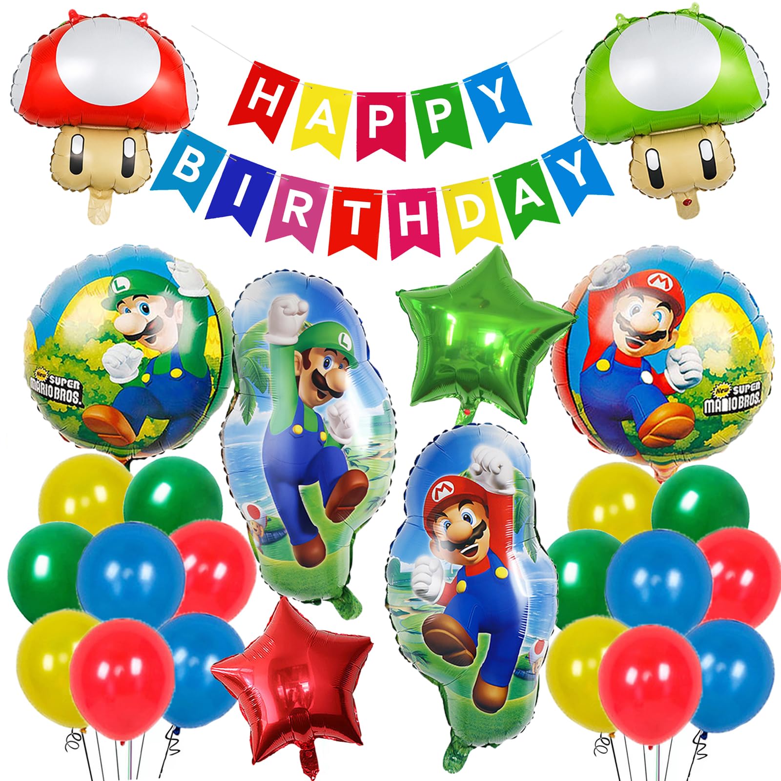 Super Mario Bros Birthday Party Decorations Set - Foil Balloons, Banners & Supplies for Boys Girls Birthday, Baby Shower & Mario Themed Parties | Perfect for Kids Birthday Celebrations, Game-Themed Events & Nintendo Fan Gatherings