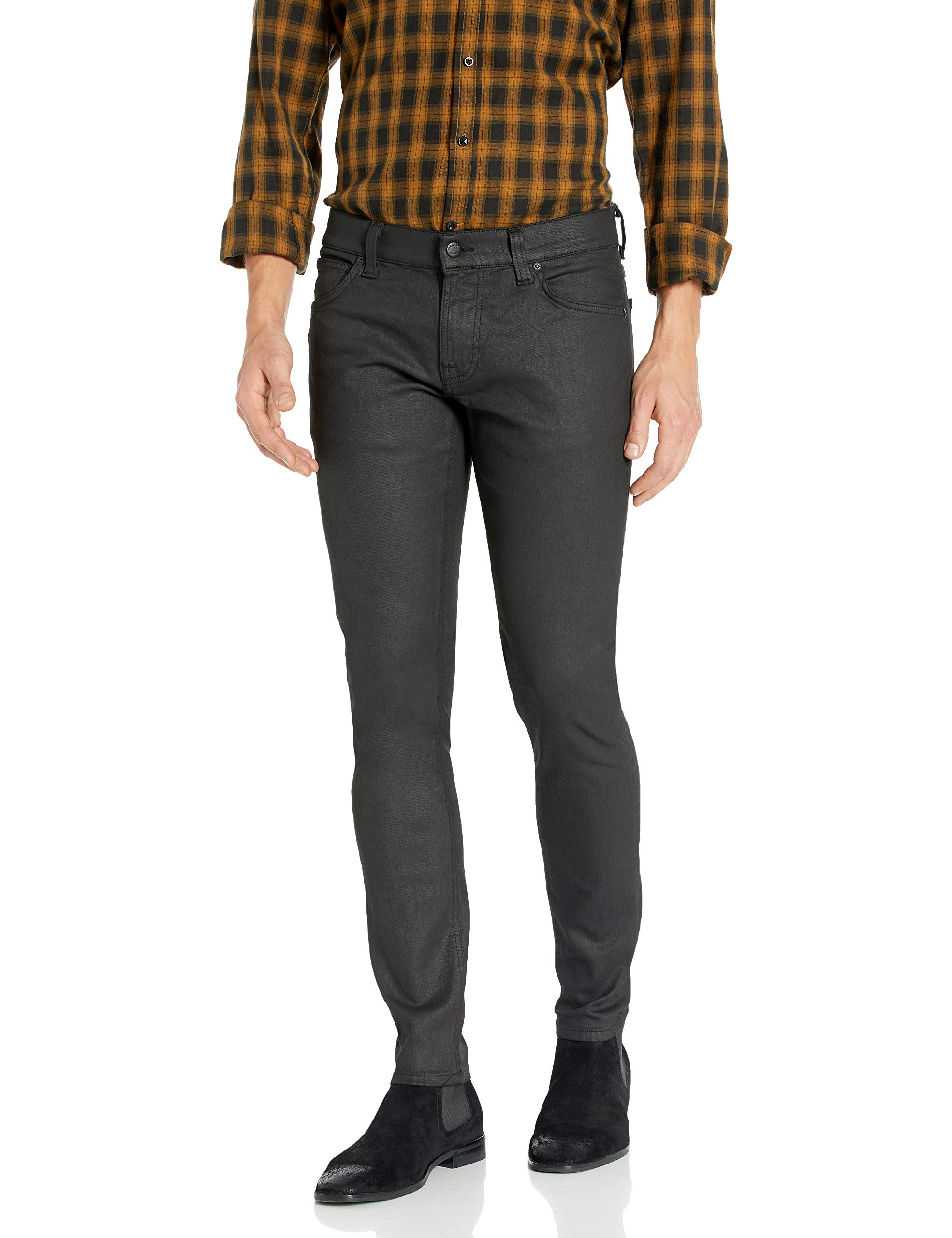 Nudie Jeans Tight Terry Painted Black - High Waisted Slim Fit Women's Jeans for Casual & Night Out | Perfect for Streetwear, Date Night & Everyday Fashion