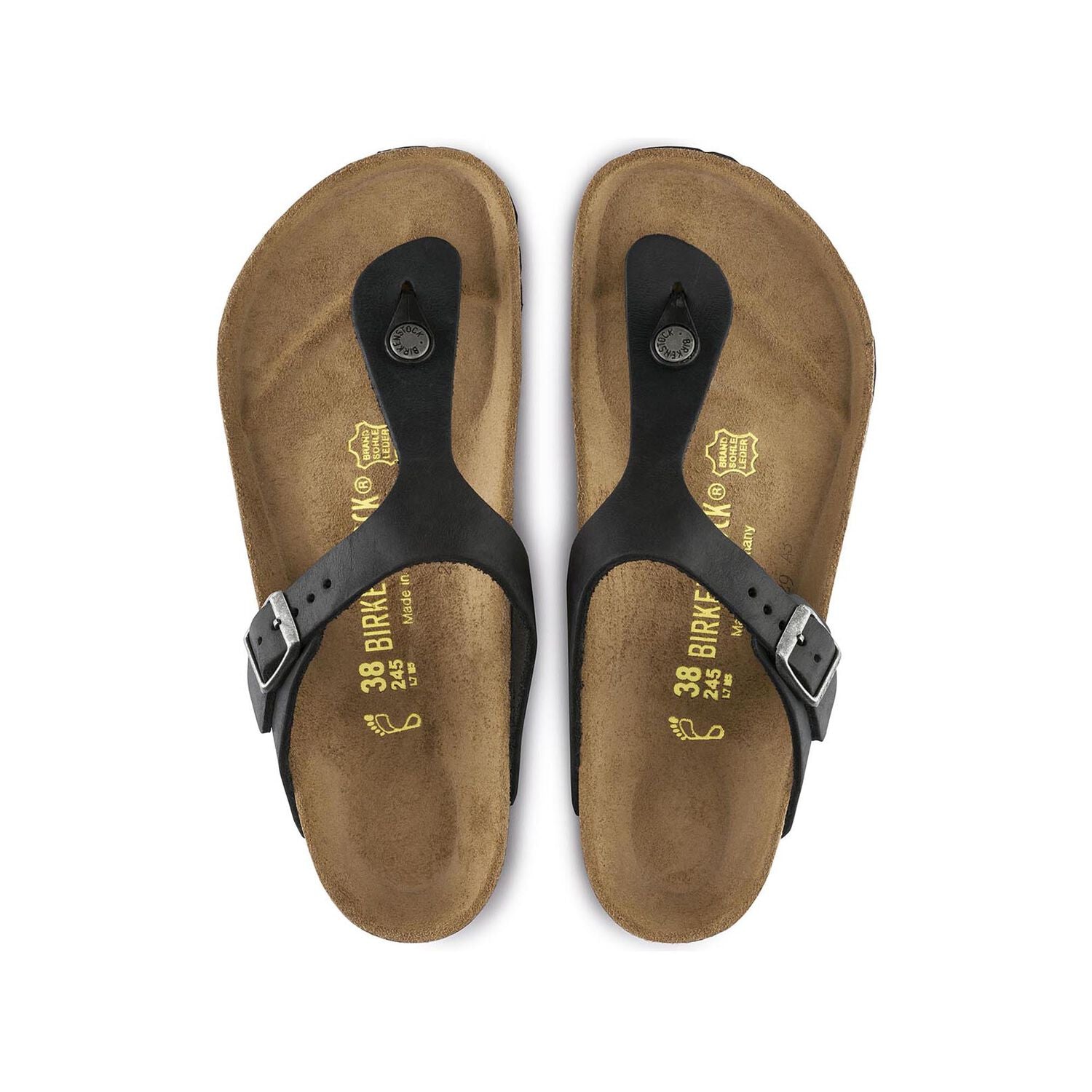Birkenstock Gizeh Black Oiled Leather Sandals for Women | Comfortable Cork Footbed Sandals for Summer, Beach & Casual Wear