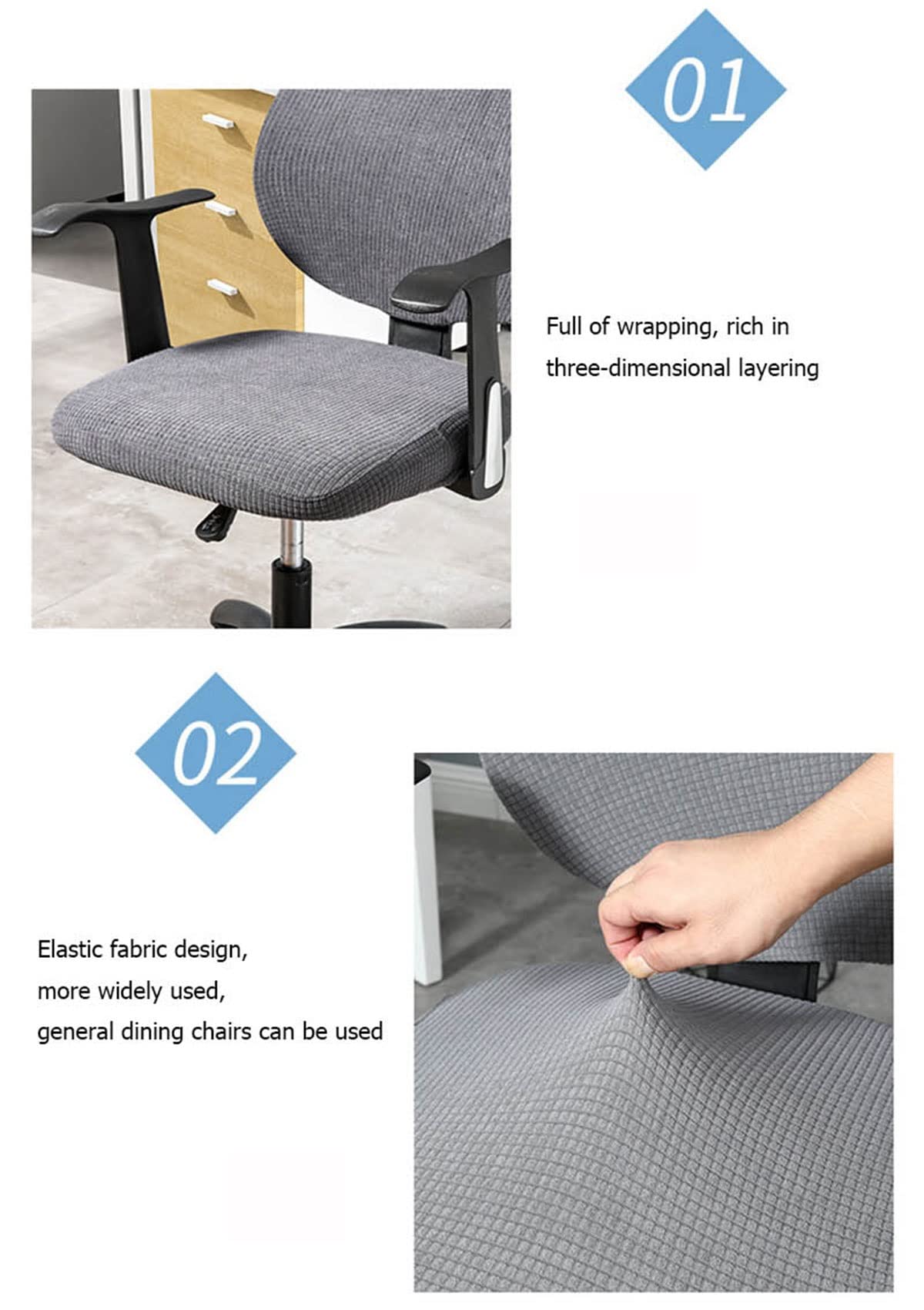 Split Rotating Desk Chair Seat Slipcover - Removable Office Swivel Chair Cover - Stretchable Polyester Elastic Computer Chair Protector - Fits Rotating & Armrest Chairs (Wine Red) - Perfect for Home Office, Gaming & Workspace Comfort