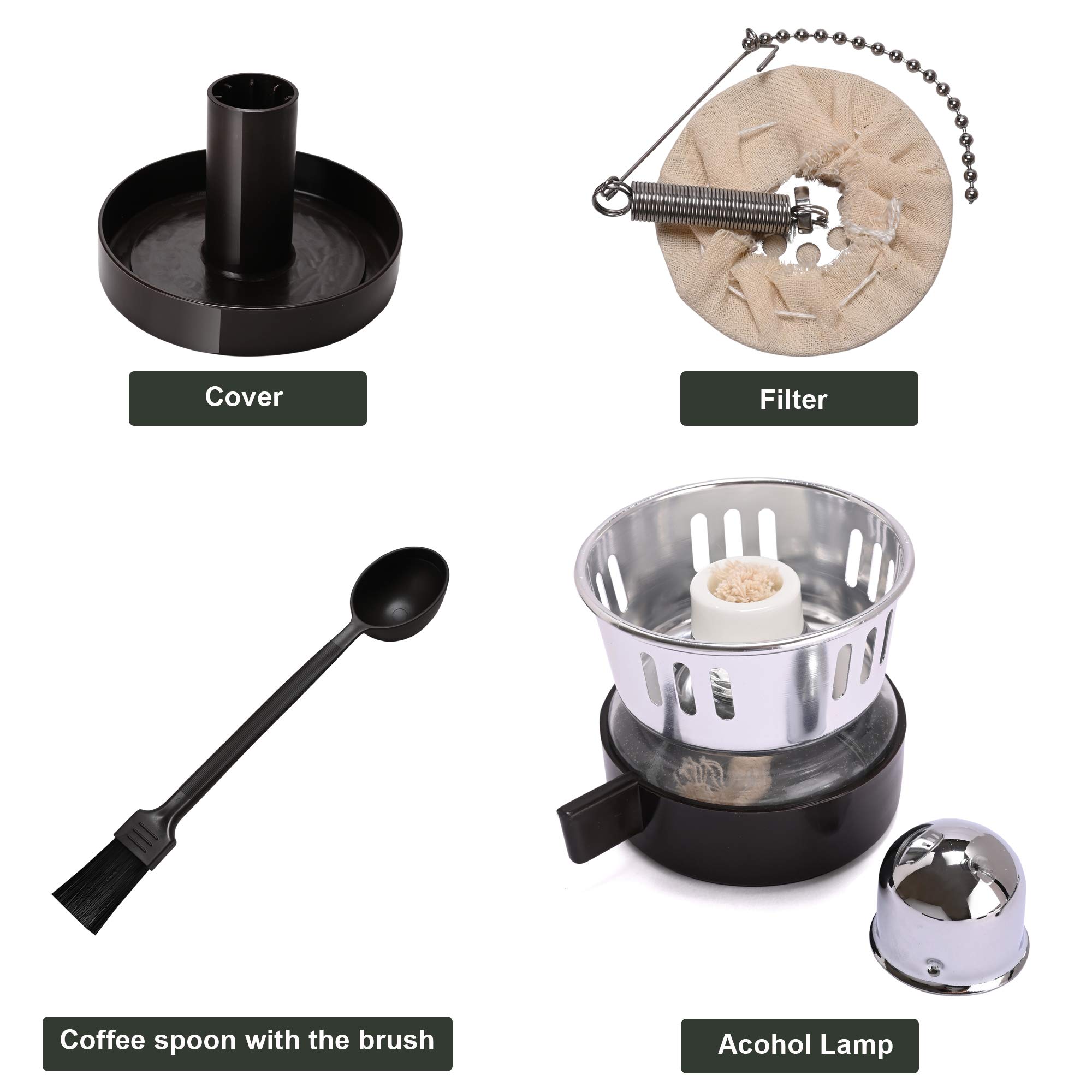 Vacuum Siphon Coffee Maker - 5-Cup Glass Brewer for Home & Office Use