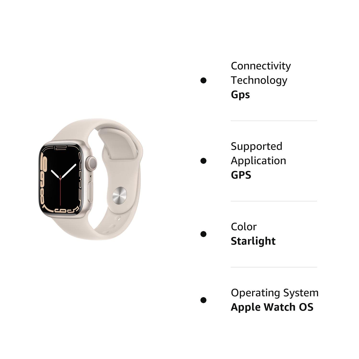 Refurbished Apple Watch Series 7 GPS 41mm - Starlight Aluminum Case with Sport Band | Fitness Tracker, Heart Rate Monitor & Water Resistant Smartwatch for Running, Swimming & Daily Use