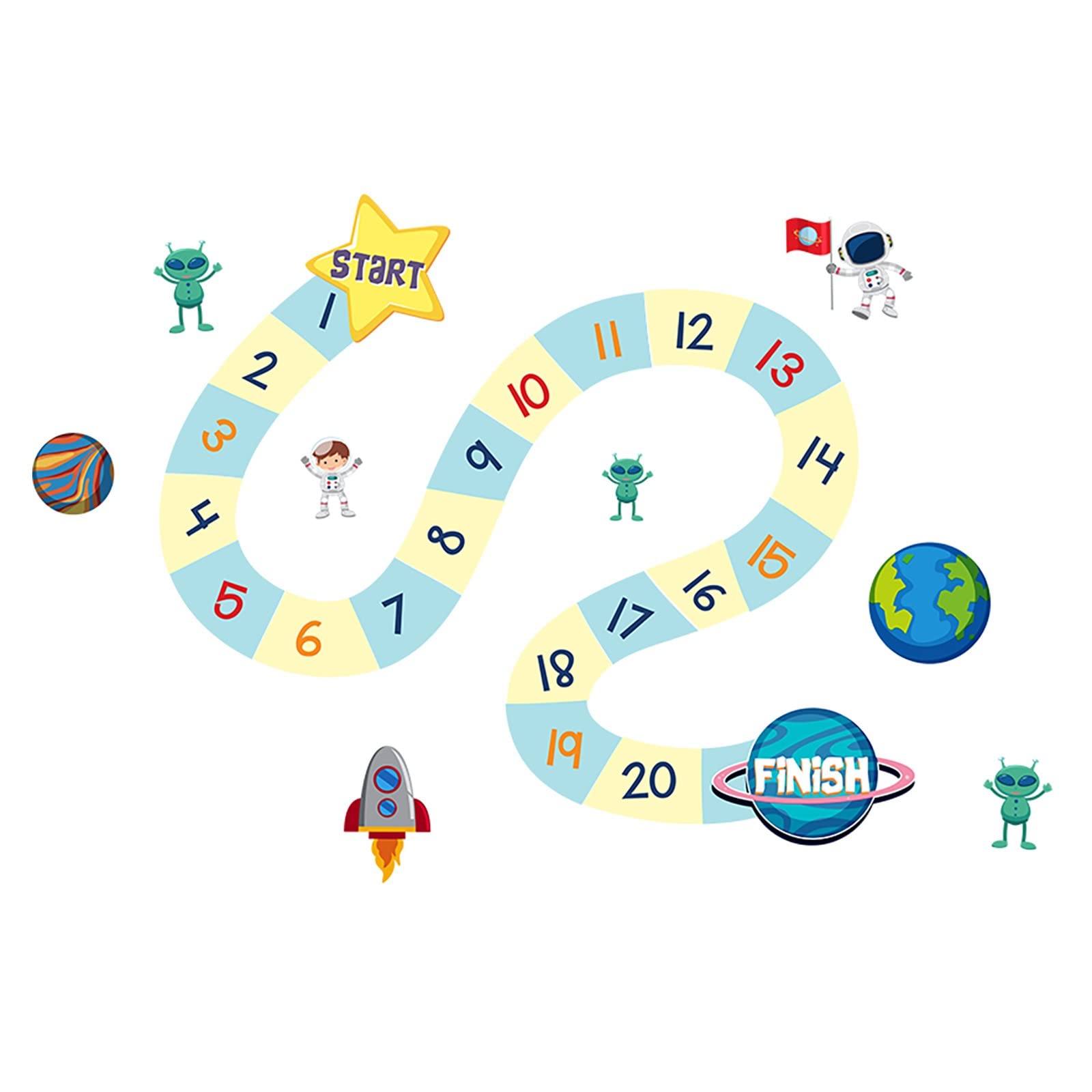 Space-Themed Wall Stickers for Kids - Astronaut & Planet Jump Stickers for Kindergarten Playground & Exercise Areas - Durable Floor & Wall Decals for Children's Room & Classroom Decor