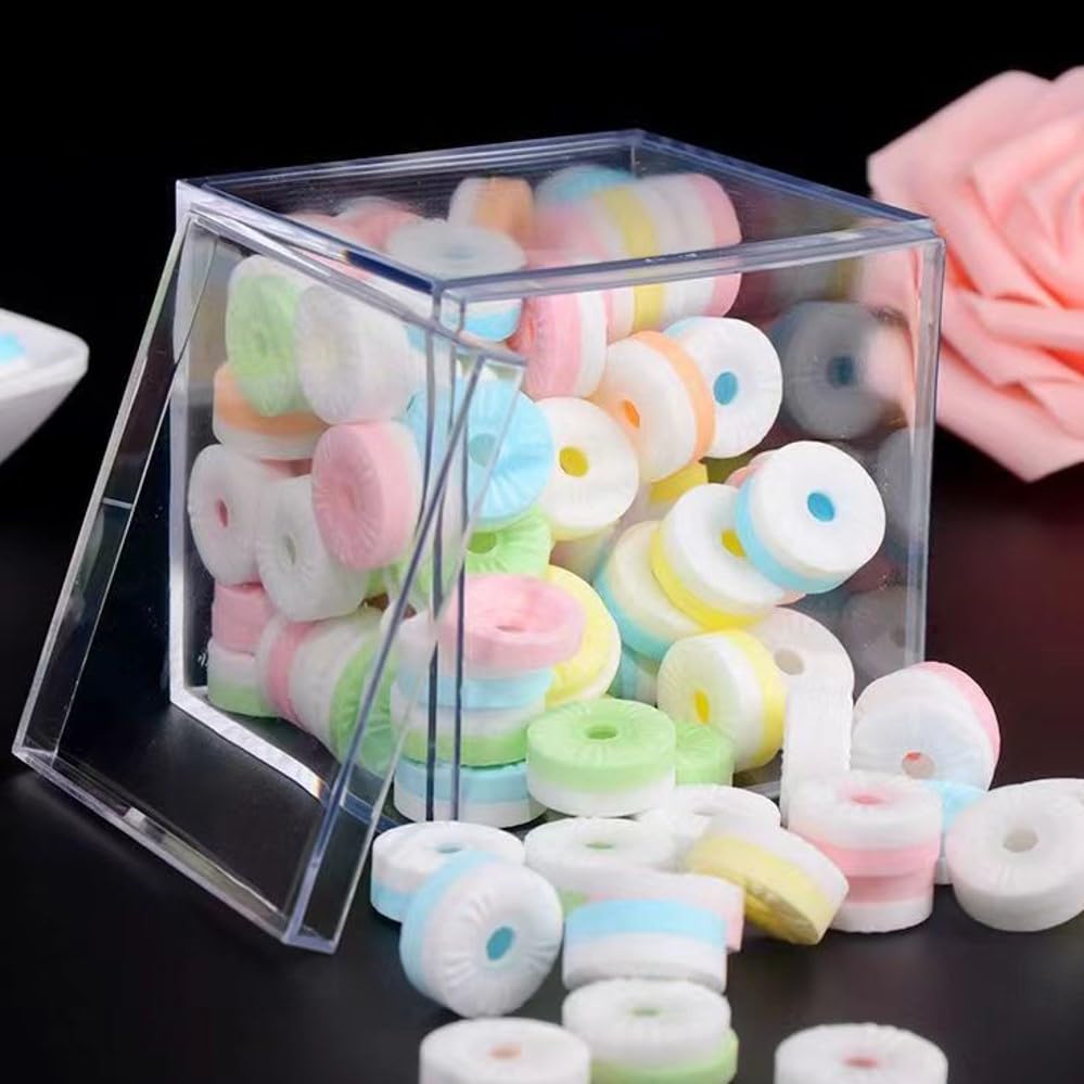 6 Pack Clear Plastic Gift Boxes - Food Grade Square Containers 2.5x2.5x2.5 Inches - Sturdy Transparent Storage for Birthday Presents, Candy Packaging & Party Favors - Perfect for Wedding Favors, Baby Showers & Holiday Gifting