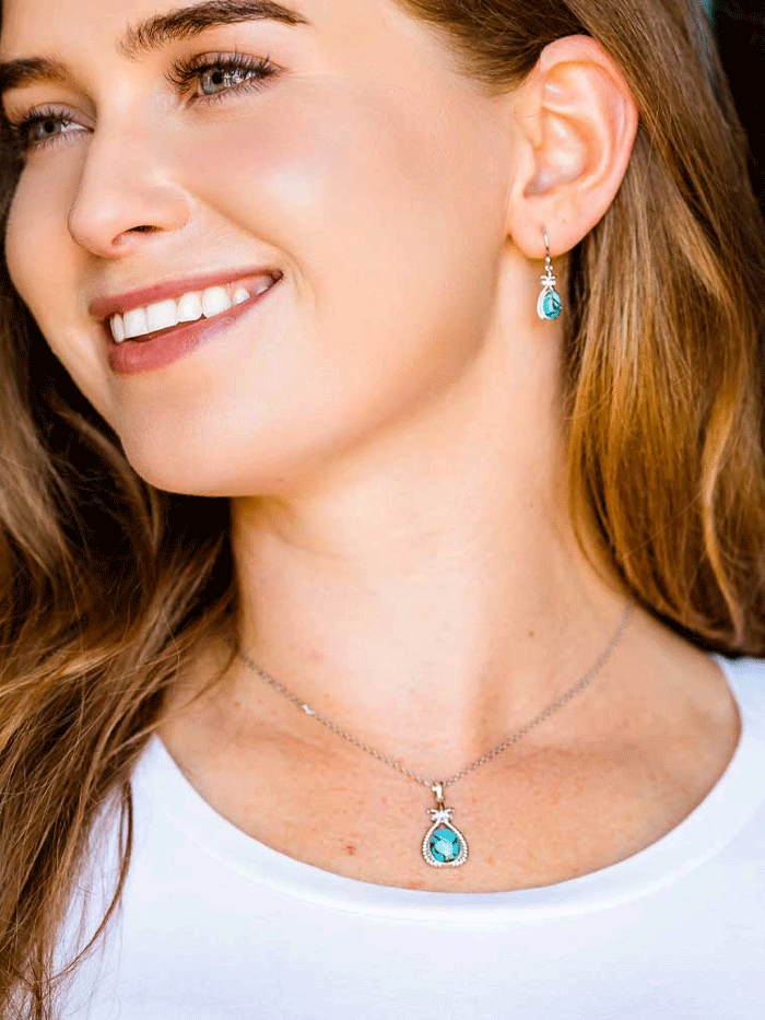 Montana Silversmiths JS6035 Women's Turquoise Revival Jewelry Set - Sterling Silver Necklace, Earrings & Bracelet for Western Fashion & Boho Style