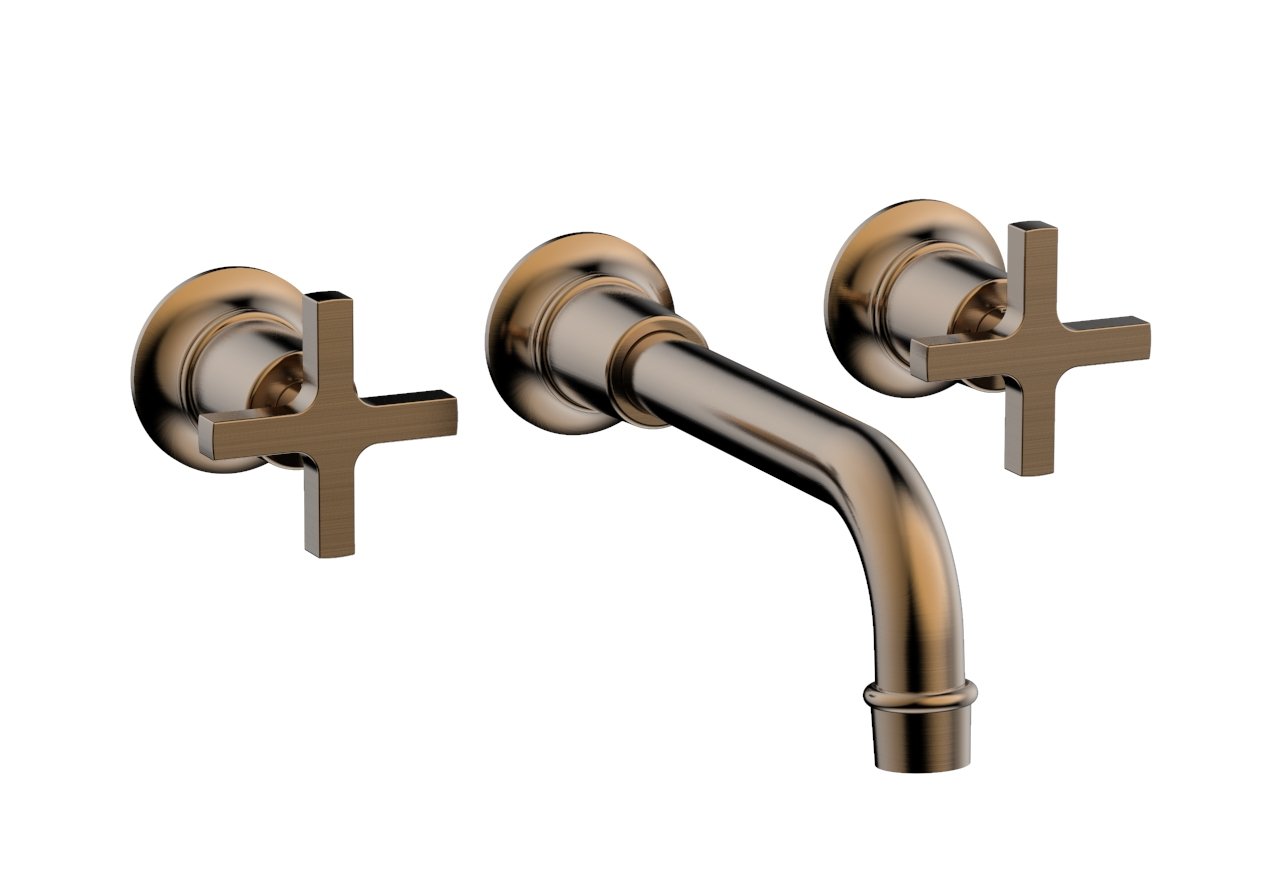 HEX MODERN 8 1/4 Inch Wall Mounted Lavatory Faucet Set with Cross Handles - Modern Bathroom Sink Faucet for Vanity, Powder Room & Guest Bathroom Decor