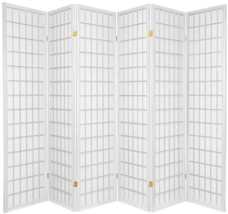 Legacy Decor 6-Panel Japanese Style Room Divider Screen - White Finish for Home, Office & Event Privacy