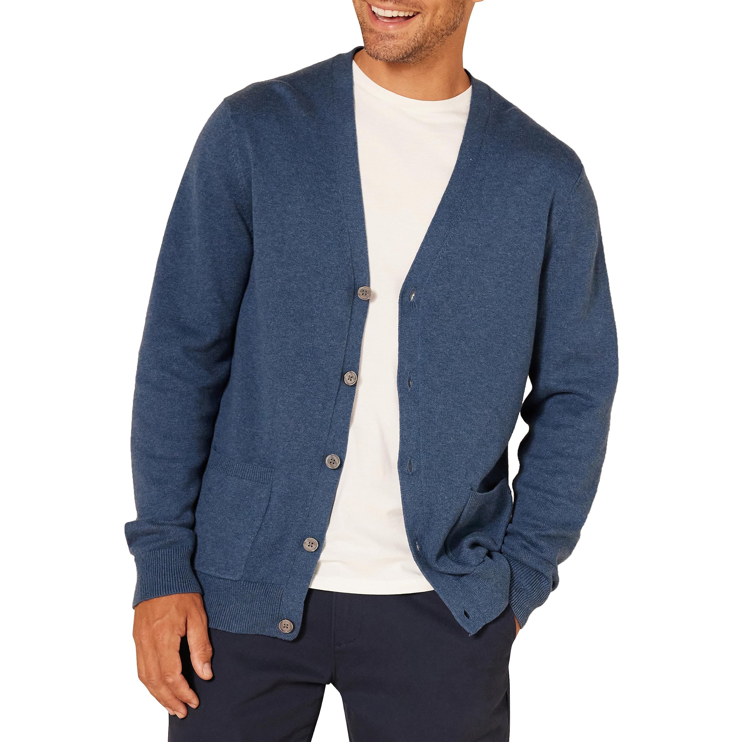 Amazon Essentials Men's Cotton Cardigan Sweater - Soft Casual Knit Pullover for Fall & Winter - Perfect for Office, Lounge & Outdoor Wear