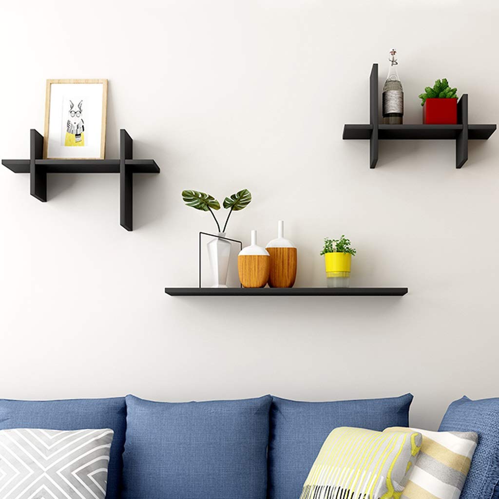 Floating Shelves Wall Mounted - Solid Wood Decorative Cube Shelves for Living Room, Bedroom, Office - Creative Bookshelves & Storage Shelves - TV Wall Shelves & DIY Shelves (Black) - Perfect for Home Decor, Books Display & Space Organization