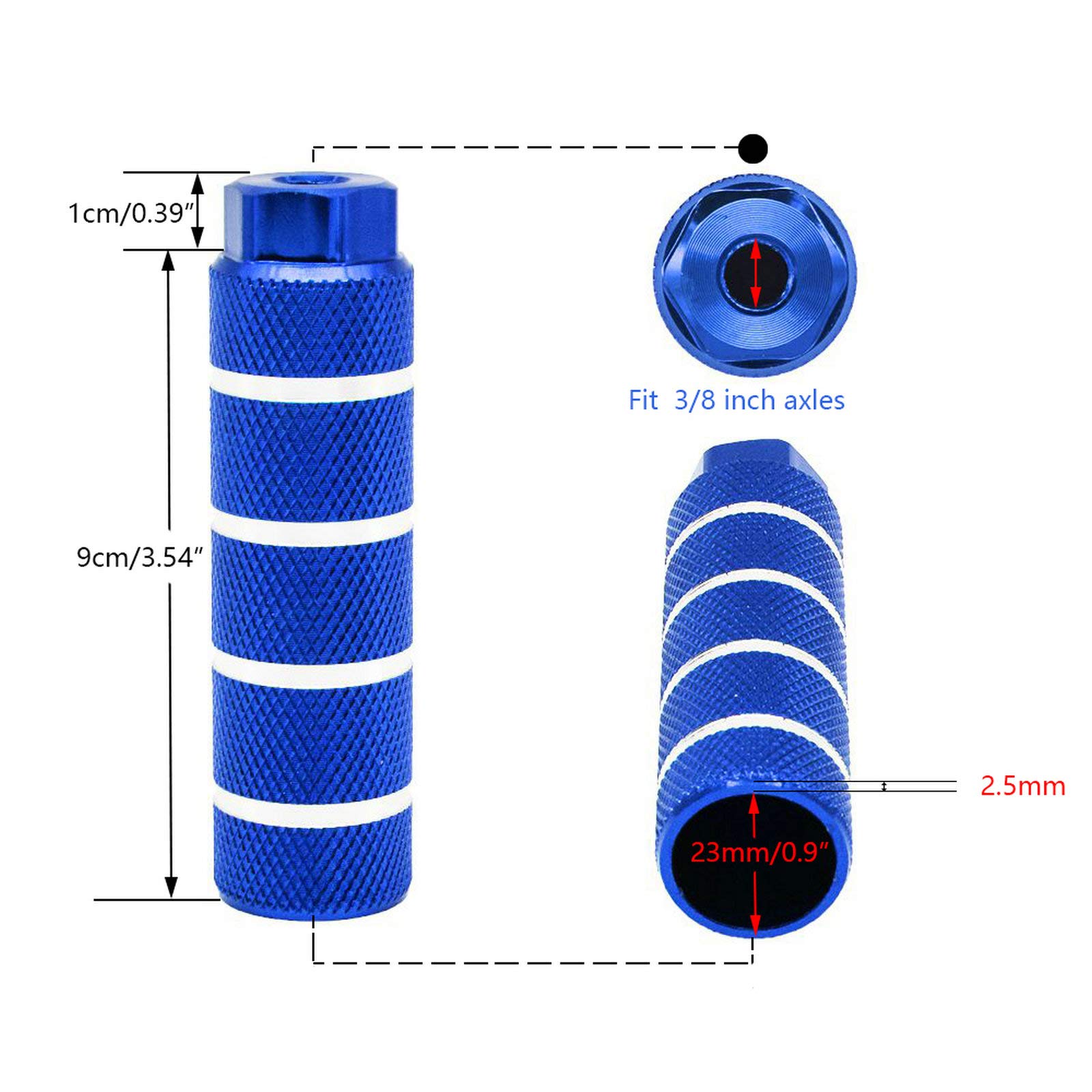 3/8 Inch 26-Tooth Aluminum Alloy BMX Bike Pegs - Anti-Skid Foot Pedals for Rear Axle Stunt Riding (2-Pack) | Perfect for BMX Tricks, Street Riding & Bike Park Performance