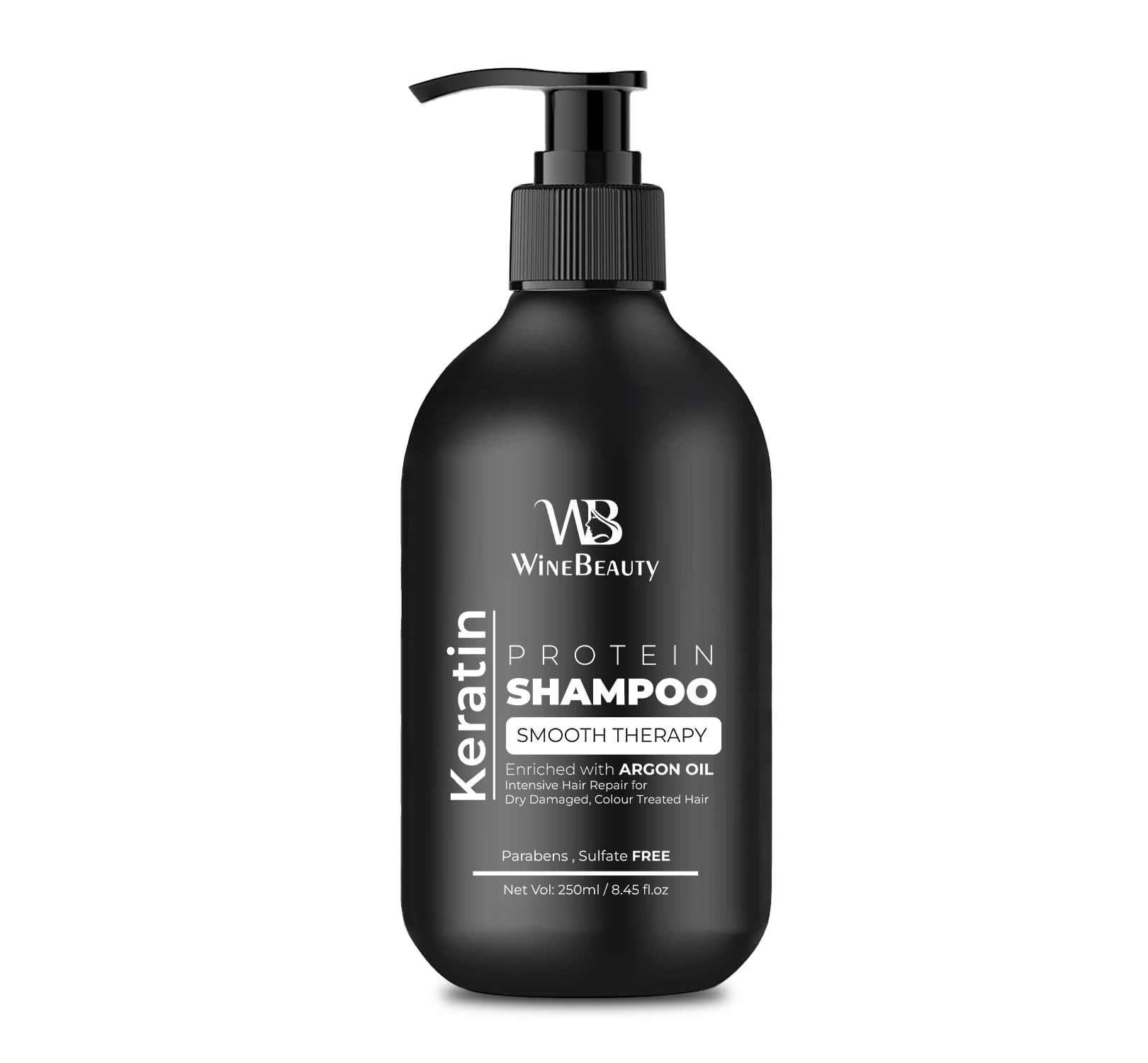 WineBeauty Repair Remedy Sulfate & Paraben Free Shampoo with Keratin & Argan Oil - 250ml | Damaged Hair Treatment for Dry, Frizzy Hair | Salon Quality Hair Care for Women & Men