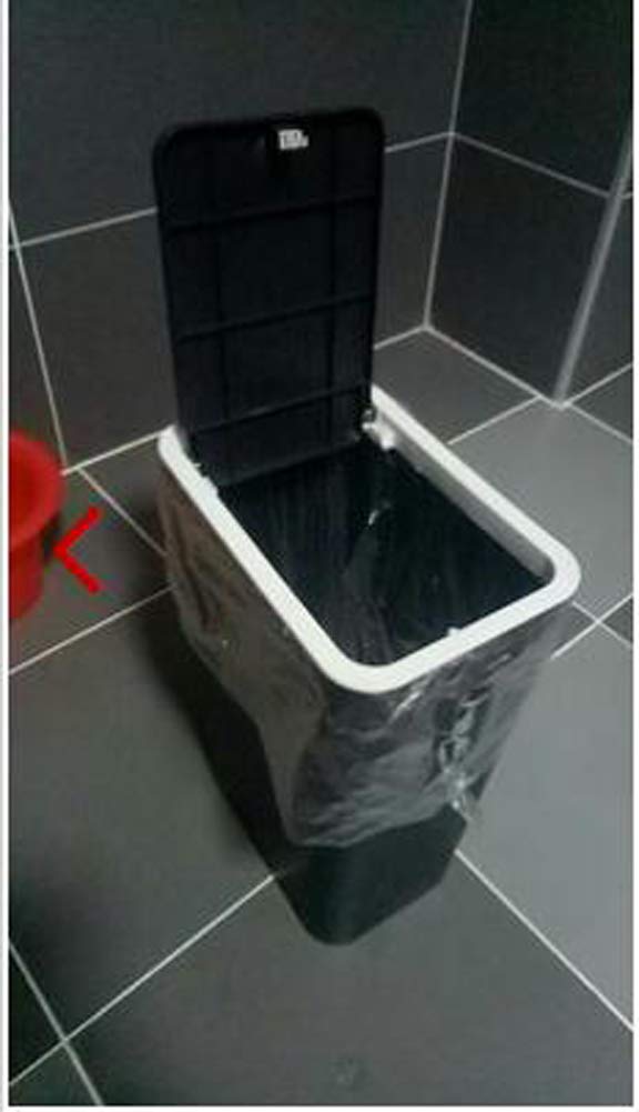 Hflove 13L Push-Button Plastic Trash Can - Black Bathroom Waste Bin with Lid | Ideal for Toilet, Office, Kitchen & Home Use