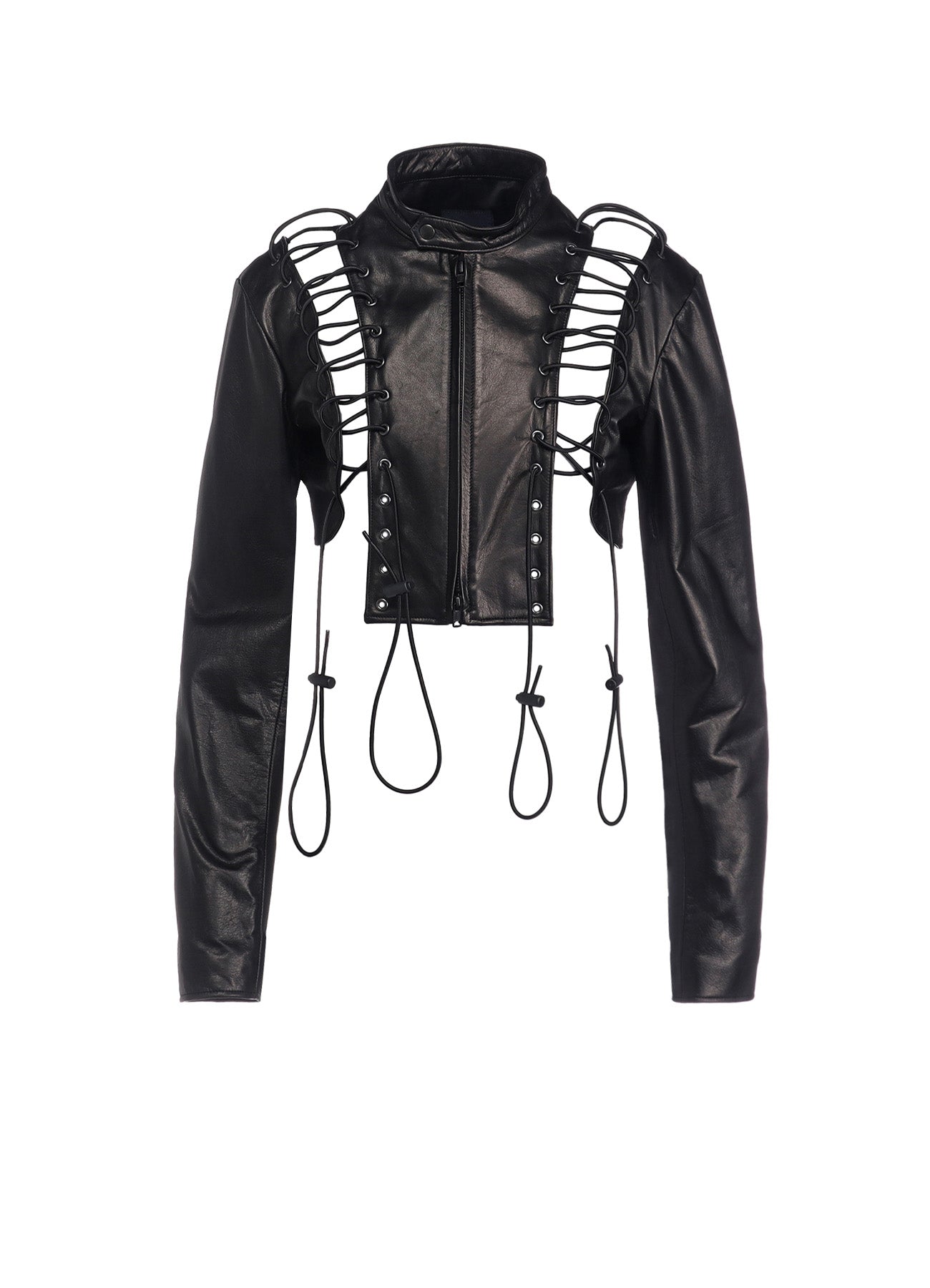 Stylish Cow Leather Lace-Up Cropped Jacket for Women - Vintage Biker Style Outerwear | Perfect for Motorcycle Riding, Night Out & Fall Fashion