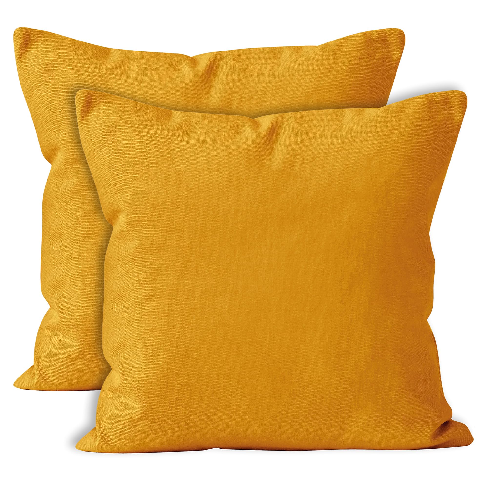 Encasa XO Throw Pillow Covers 16x16 Inch Set of 2 - Soft Cotton Decorative Cushion Covers with Hidden Zipper Closure for Sofa, Bed, Living Room - Mango Color Home Decor Accent Pillows | Perfect for Cozy Reading Nooks, Guest Room Styling and Modern Farmhouse Interiors