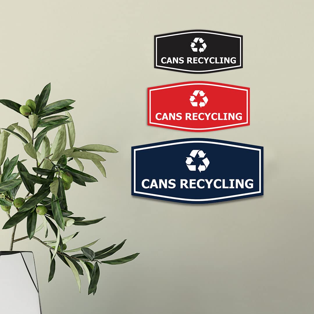 Eco-Friendly Recycling Bin Sign for Cans (White/Red) - Small Size - Perfect for Home, Office & Public Recycling Stations
