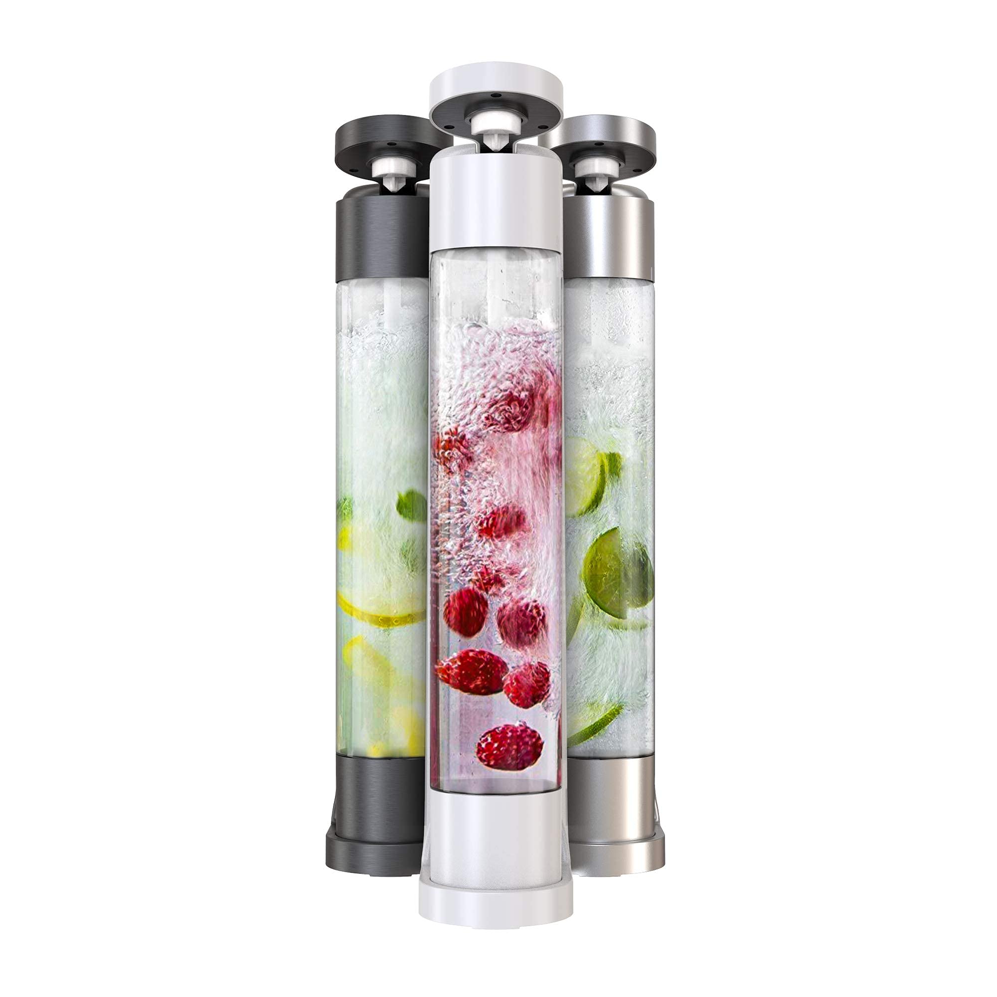 FIZZpod Soda Maker Machine - 60L CO2 Carbonated Drink Maker with 3 BPA-Free Bottles & Caps | Make Sparkling Water, Soda, Cocktails at Home | Perfect for Kitchen, Office, Parties (Black, Includes 2 CO2 Cylinders)