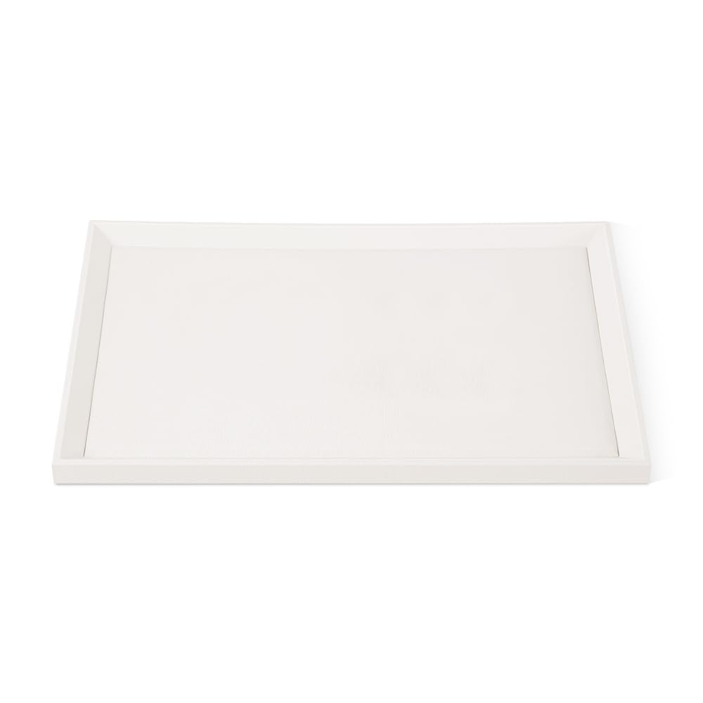 Luxury White Leather Jewelry Tray Organizer - Elegant Jewelry Display for Stores & Dresser Top - Perfect for Necklace, Ring & Earring Storage