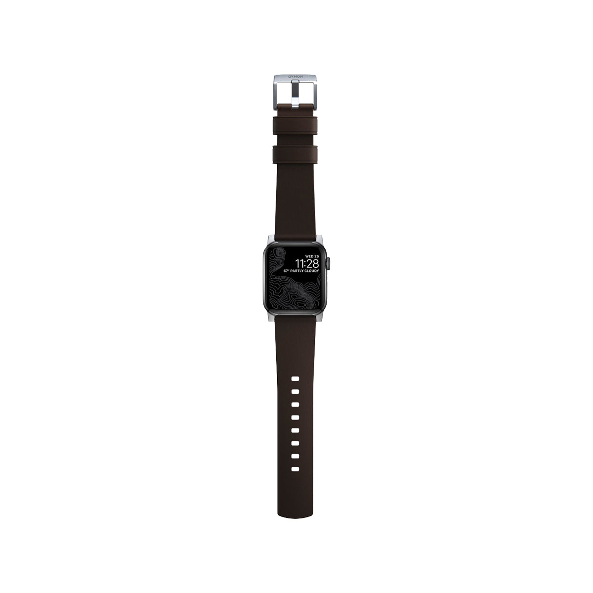 Nomad Active Band Pro 45mm / 49mm Silver Hard Case with Premium Brown Leather Strap - Compatible with Apple Watch for Workout, Travel & Everyday Wear