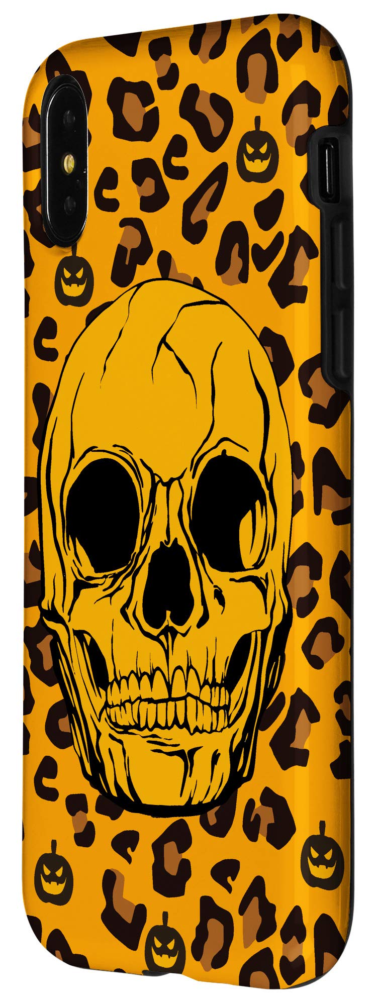 Halloween iPhone X/XS Phone Case - Pumpkin & Leopard Print Protective Cover for Trick or Treat, Parties & Fall Festivals