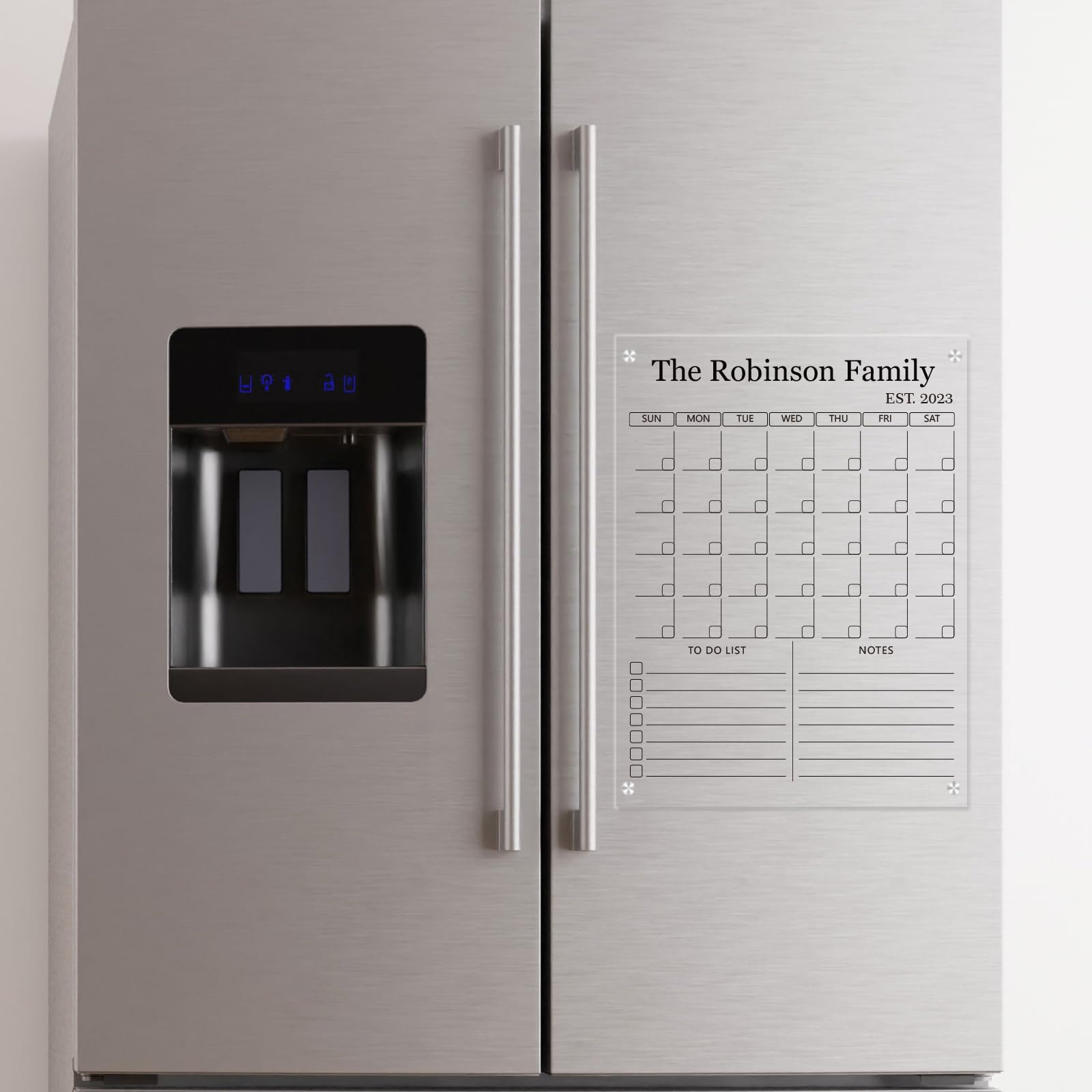 Custom Magnetic Dry Erase Calendar for Refrigerator - Personalized Acrylic Fridge Calendar Board with Multiple Size Options - Perfect for Home, Office & Kitchen Organization