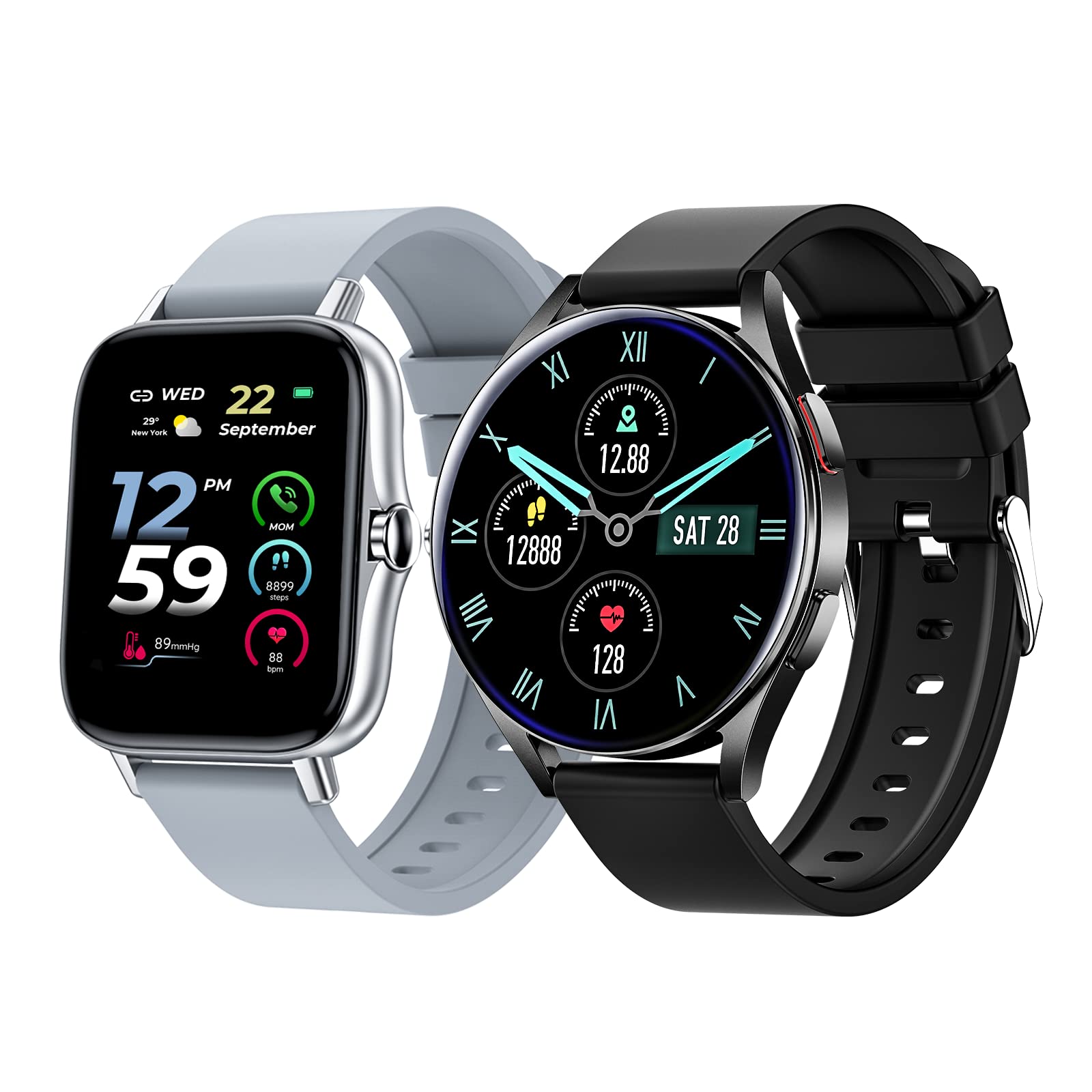 ANDFZ Smart Watch 2022 for Men - Bluetooth Call & Text Smartwatch with Full Touch Screen, Heart Rate Monitor, Body Temperature Sensor, AI Voice - Fitness Tracker for Android & iOS - Perfect for Workouts, Running & Daily Use