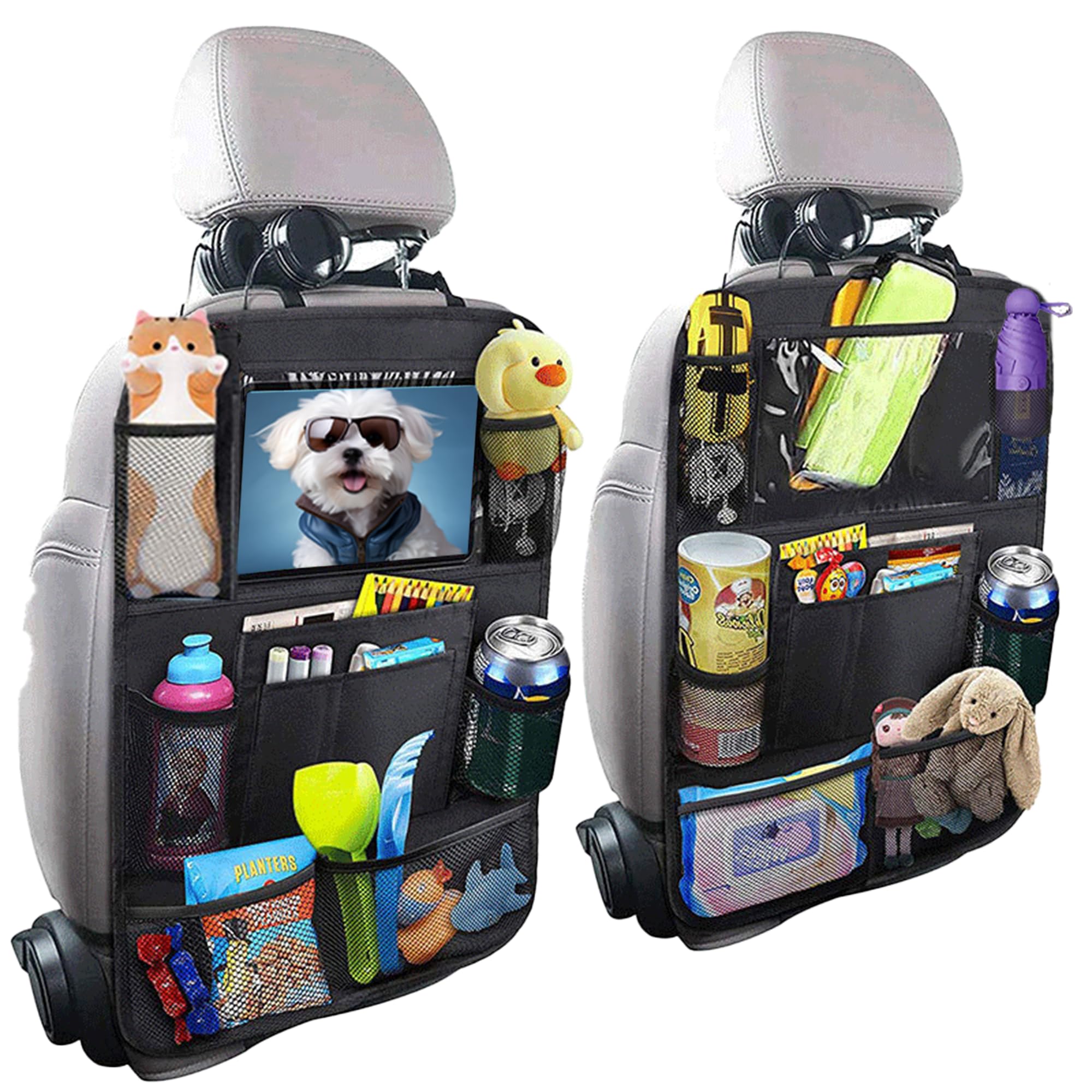 Backseat Car Organizer with Thickest Padding & Car Seat Protector (1-Pack) - Premium Car Travel Accessories for Kids, Pets & Road Trips
