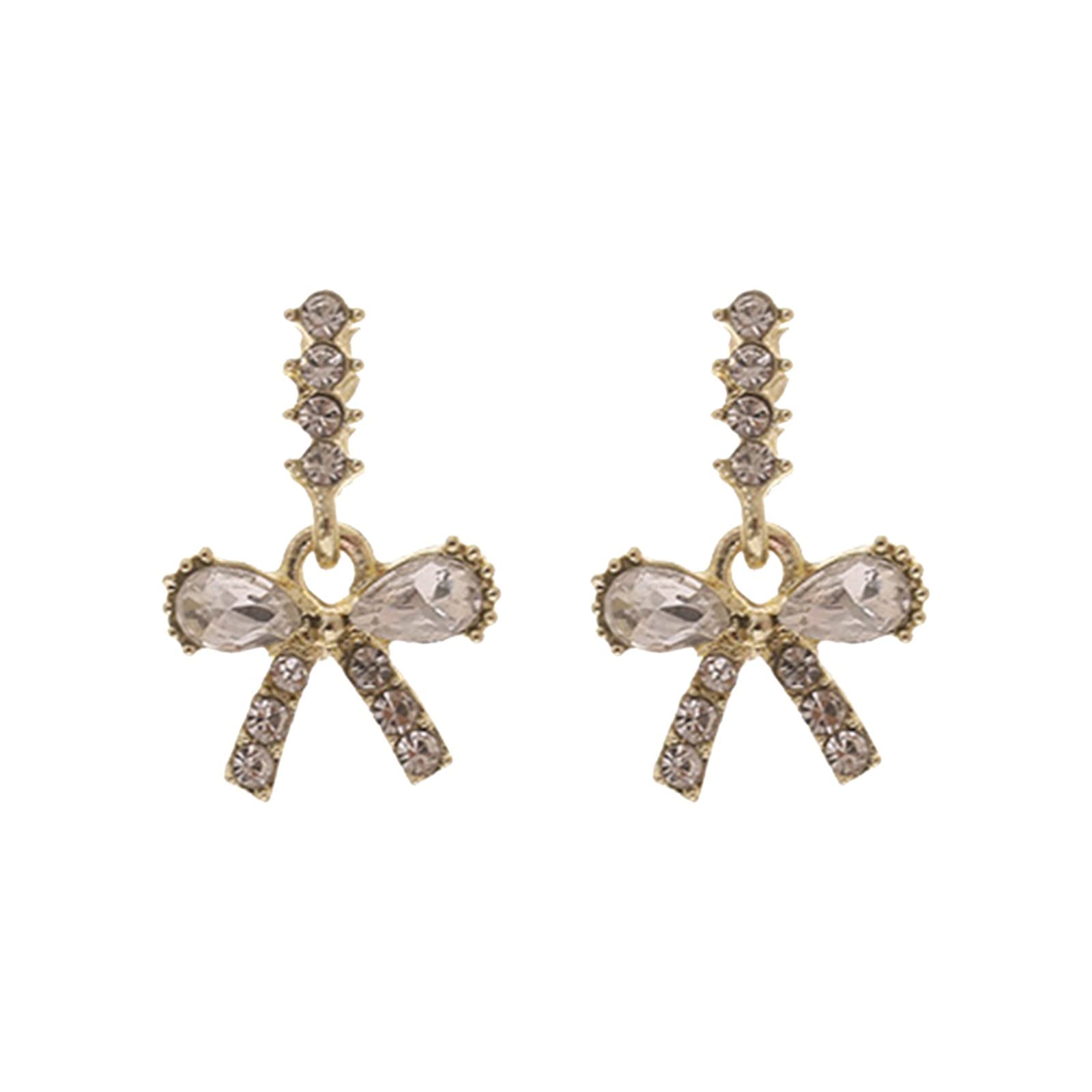Elegant French Zircon Stud Earrings for Women - Sweetheart Bow Tassel Hoop Earrings in Vibrant Colors | Perfect for Parties, Weddings & Date Nights