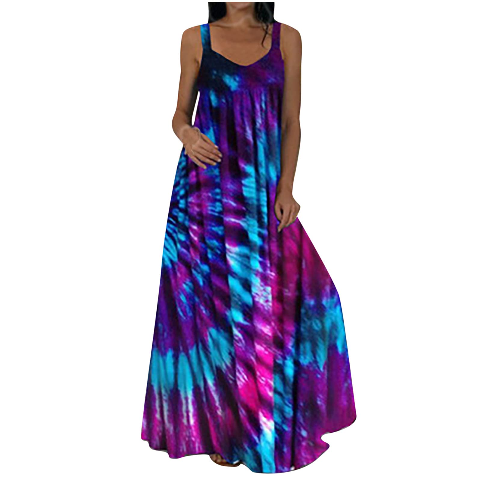Women's Floral Bohemian Summer Maxi Dress - Spaghetti Strap Long Beach Dress for Women, Comfortable Swing Dress for Vacation, Party & Outdoor Activities